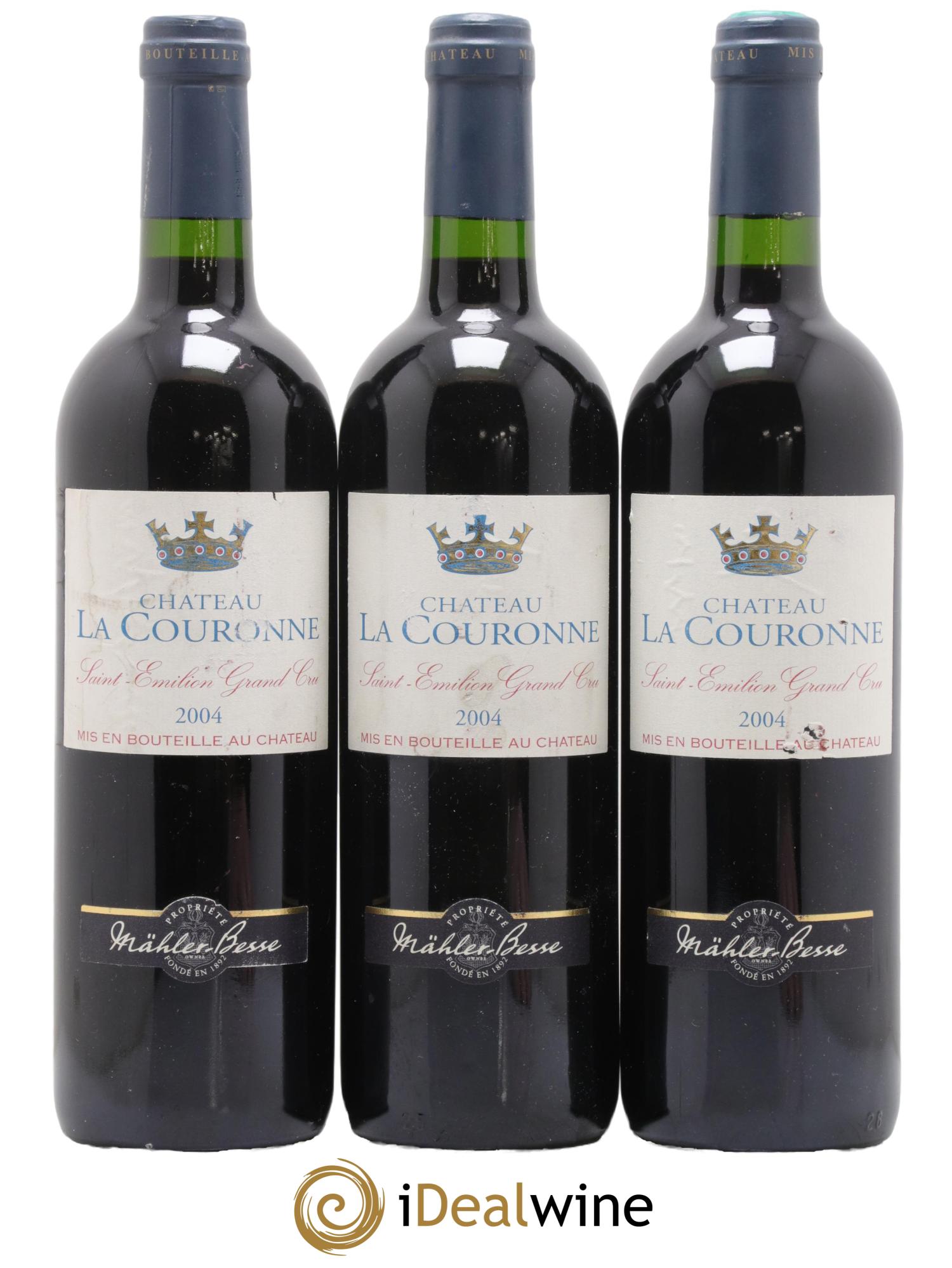 Saint-Émilion Chateau La Couronne 2004 - Lot de 3 bouteilles - 0