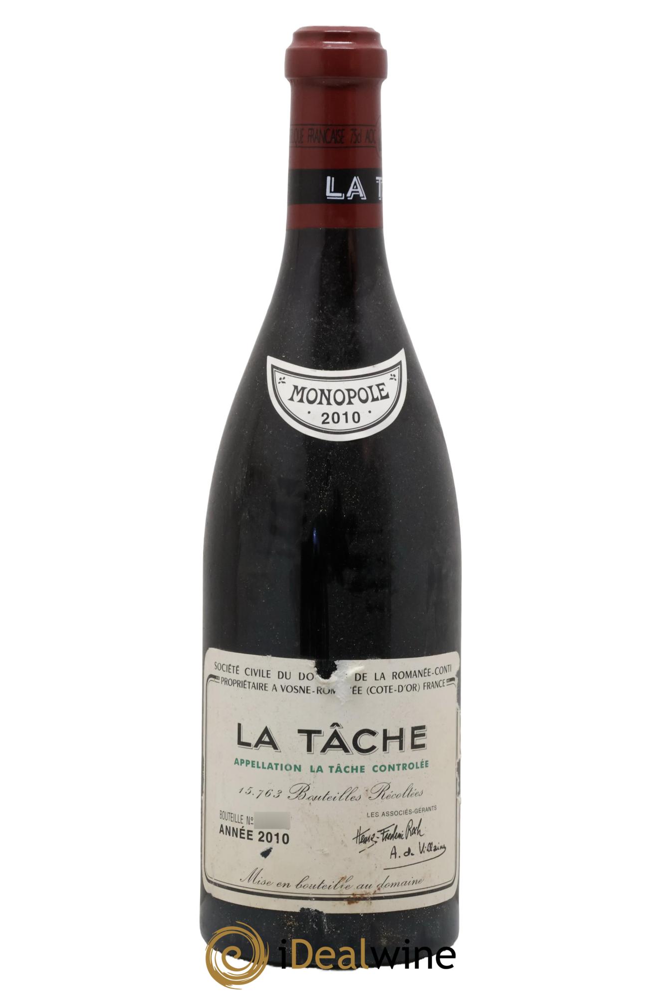 La Tâche Grand Cru Domaine de la Romanée-Conti 2010 - Lot de 1 bouteille - 0