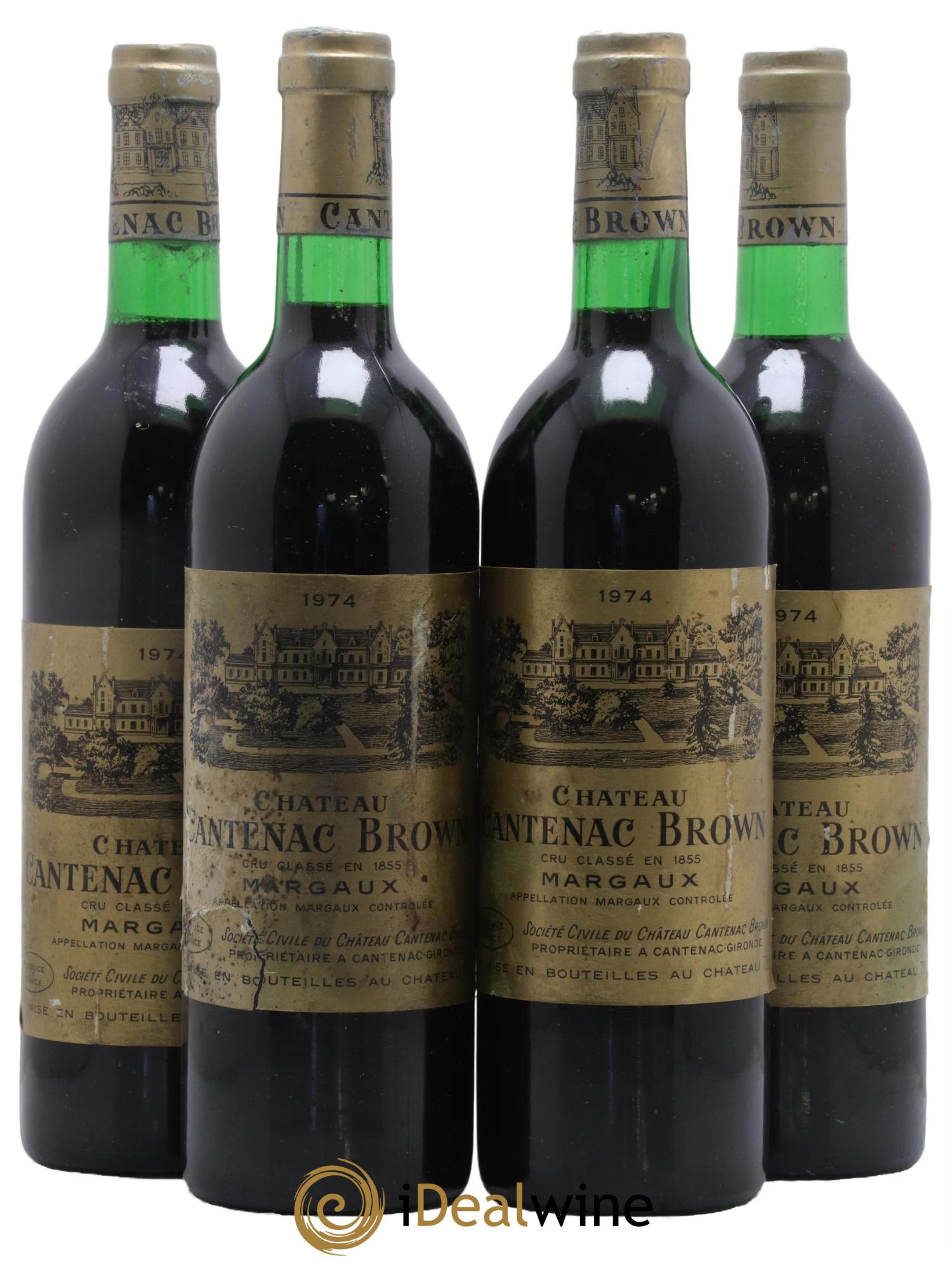 Château Cantenac Brown 3ème Grand Cru Classé 1974 - Lot de 4 bouteilles - 0