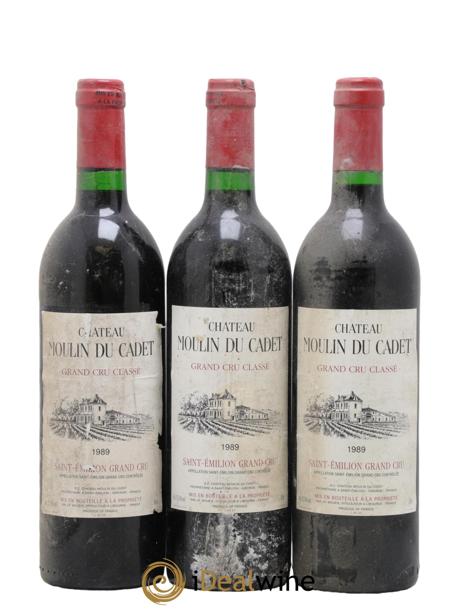 Château Moulin du Cadet Grand Cru Classé 1989 - Lot de 3 bouteilles - 0