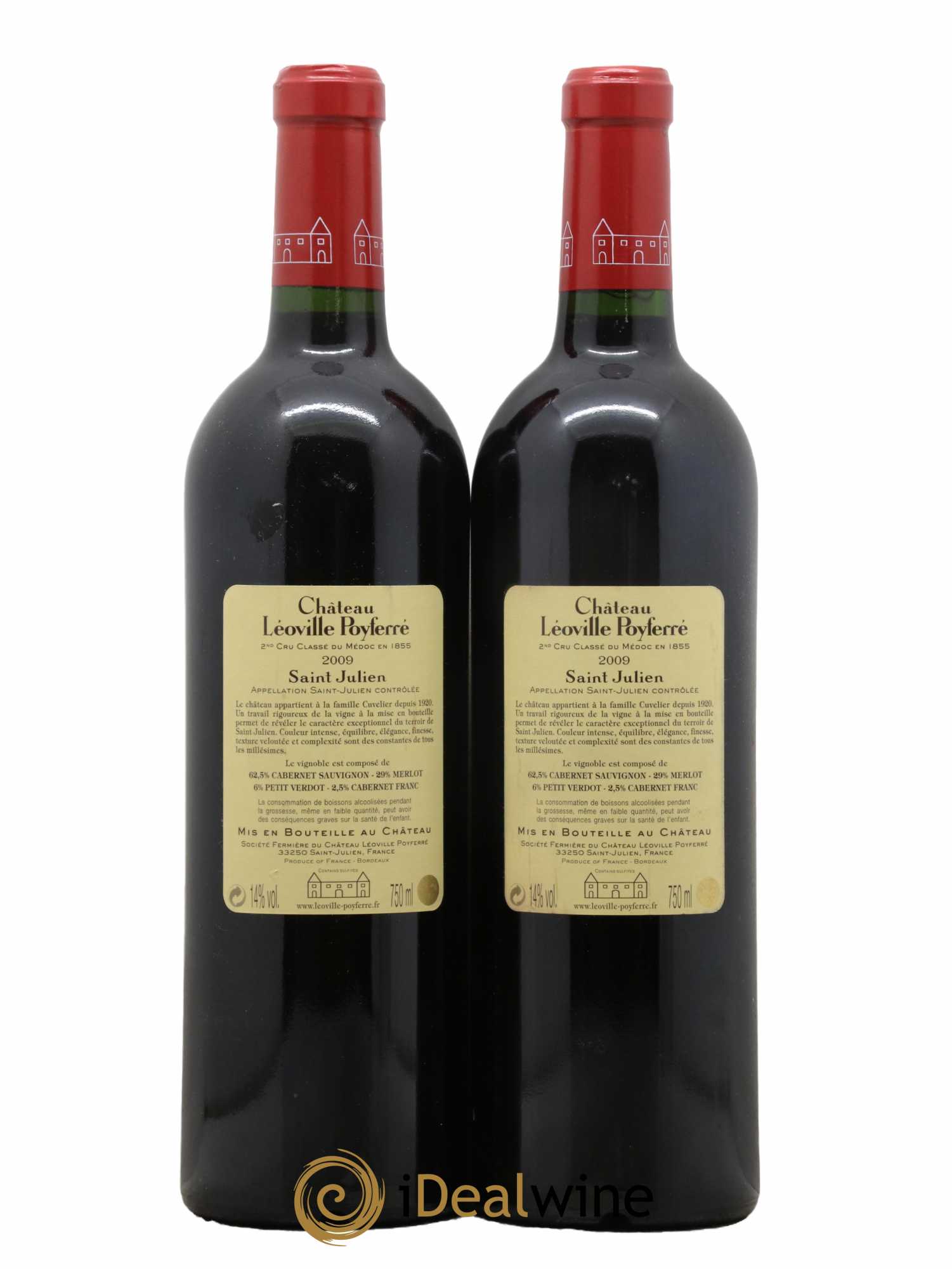 Château Léoville Poyferré 2ème Grand Cru Classé 2009 - Lot of 2 bottles - 1