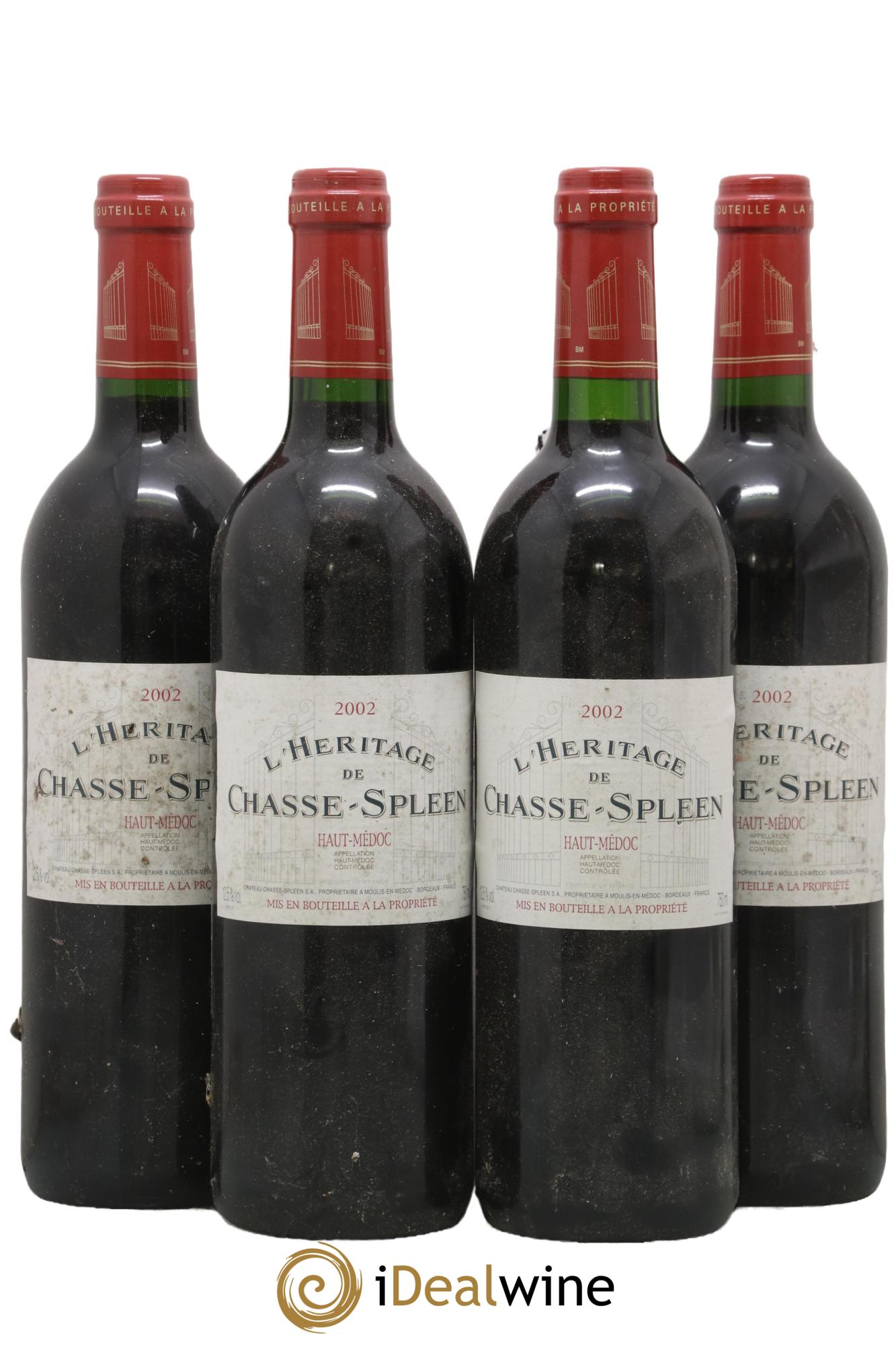 Héritage (Ermitage) de Chasse Spleen 2002 - Lot of 4 bottles - 0
