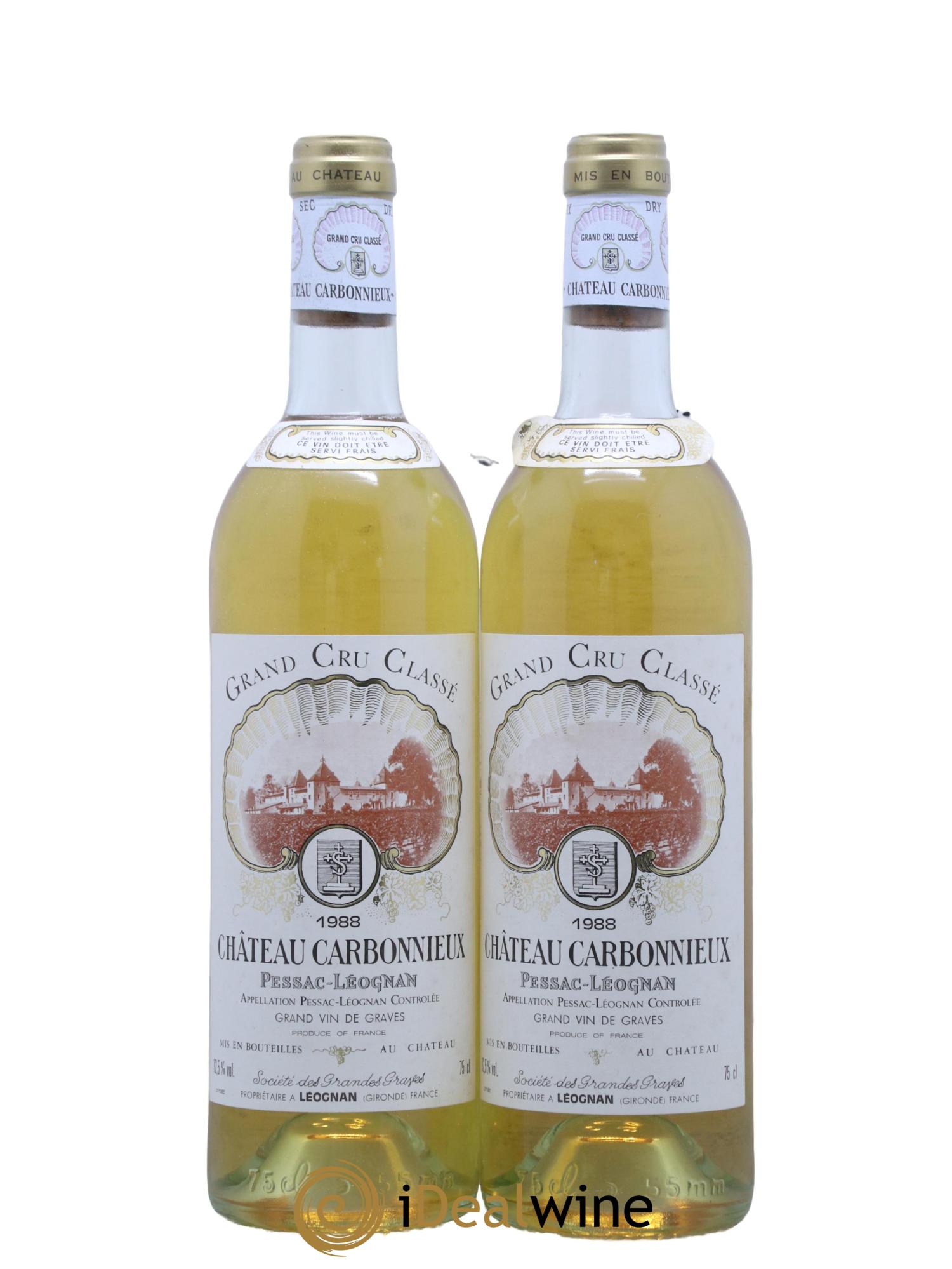 Château Carbonnieux Cru Classé de Graves 1988 - Lot de 2 bouteilles - 0