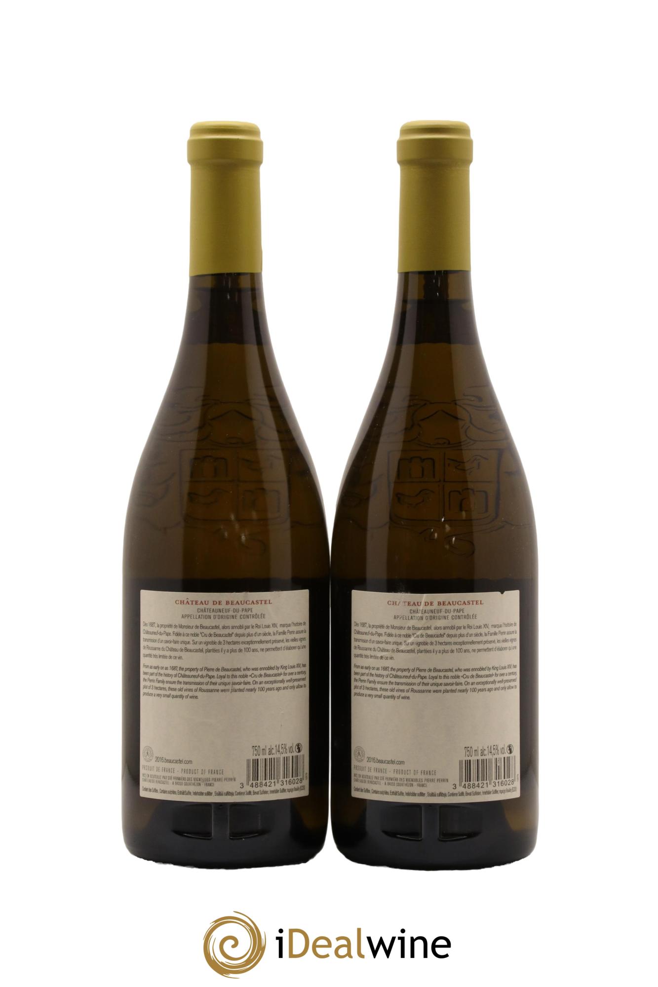 Châteauneuf-du-Pape Château de Beaucastel Vieilles vignes Roussanne Famille Perrin 2016 - Lot de 2 bouteilles - 1