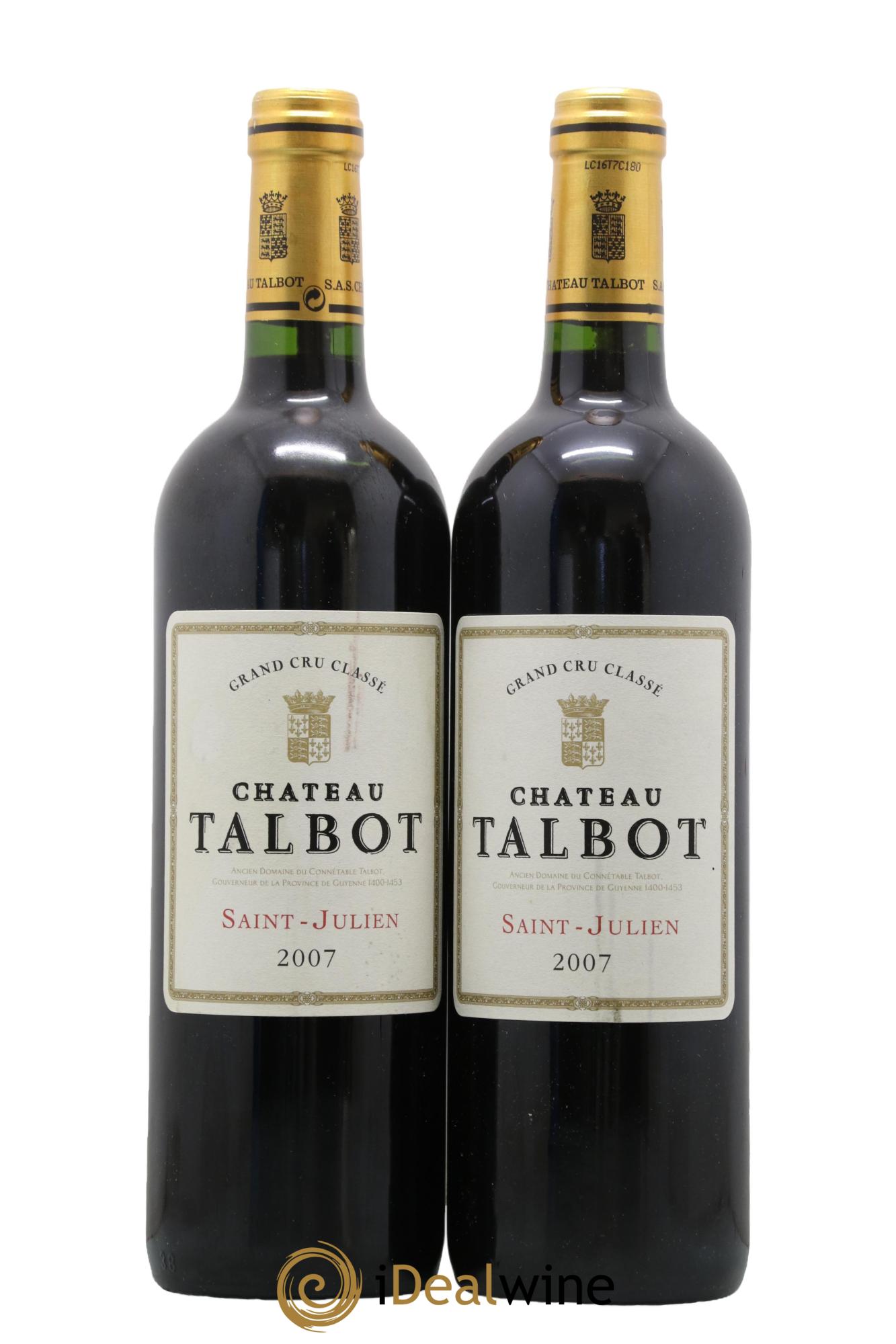 Château Talbot 4ème Grand Cru Classé 2007 - Lot de 2 bouteilles - 0