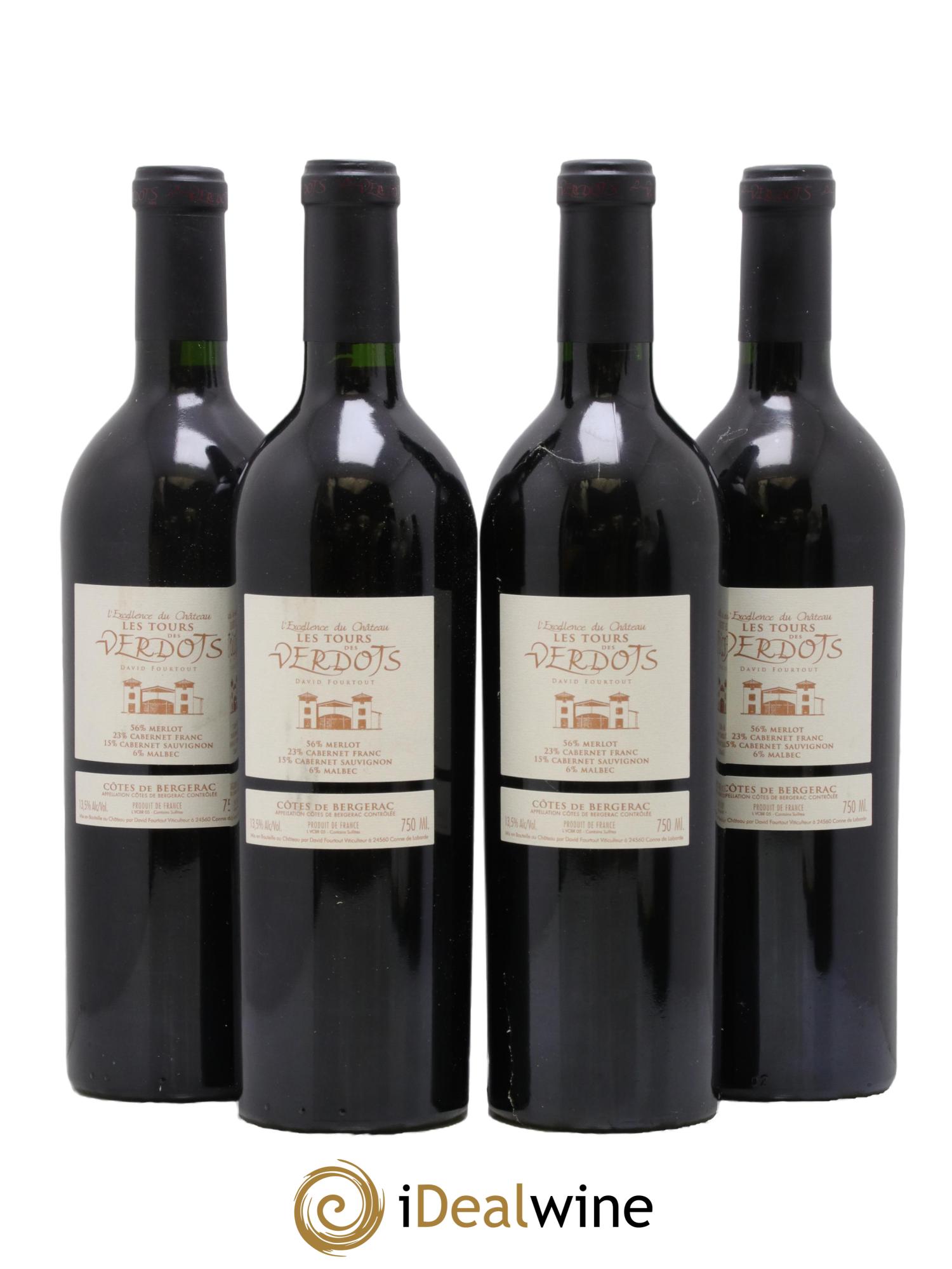 Côtes de Bergerac Les Verdots L'Excellence David Fourtout 2005 - Lotto di 4 bottiglie - 1