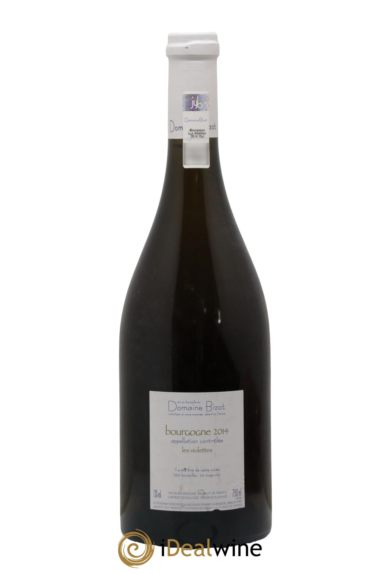 Bourgogne Les Violettes Bizot (Domaine) 2014 - Lot de 1 bouteille - 1