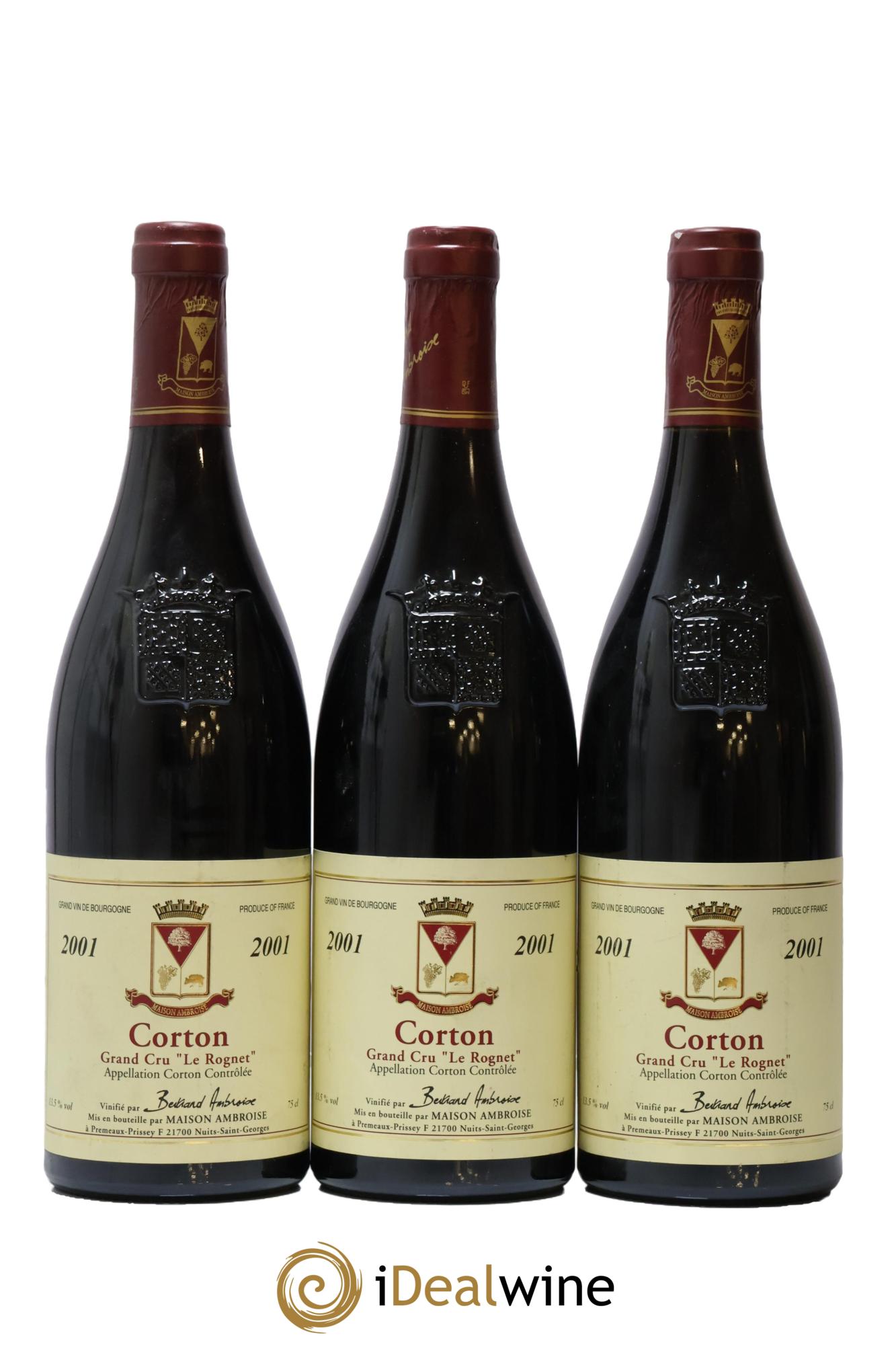Corton Grand Cru Le Rognet Bertrand Ambroise 2001 - Lot de 3 bouteilles - 0