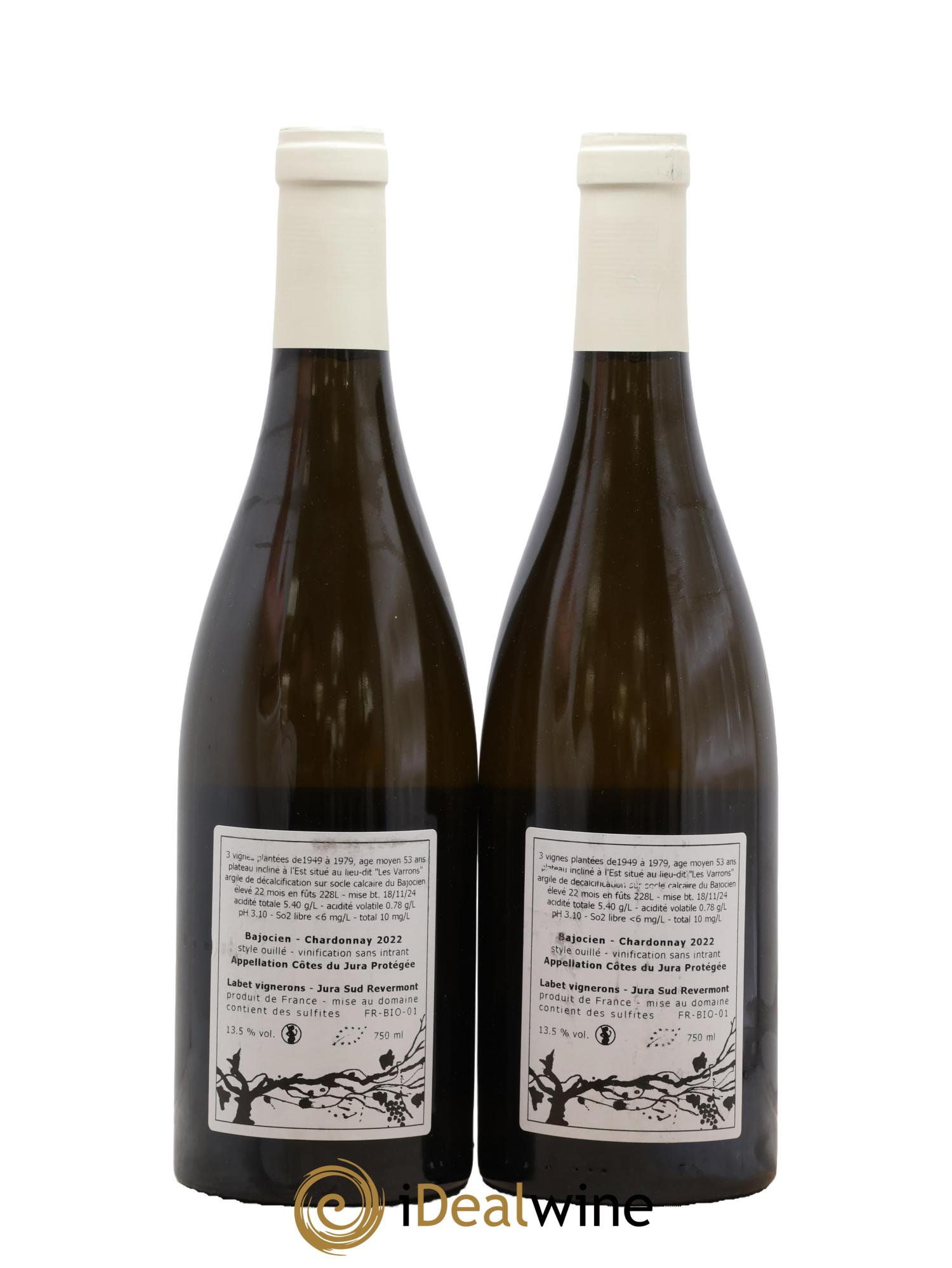 Côtes du Jura Chardonnay Bajocien Romain - Julien - Charline Labet 2022 - Posten von 2 Flaschen - 1