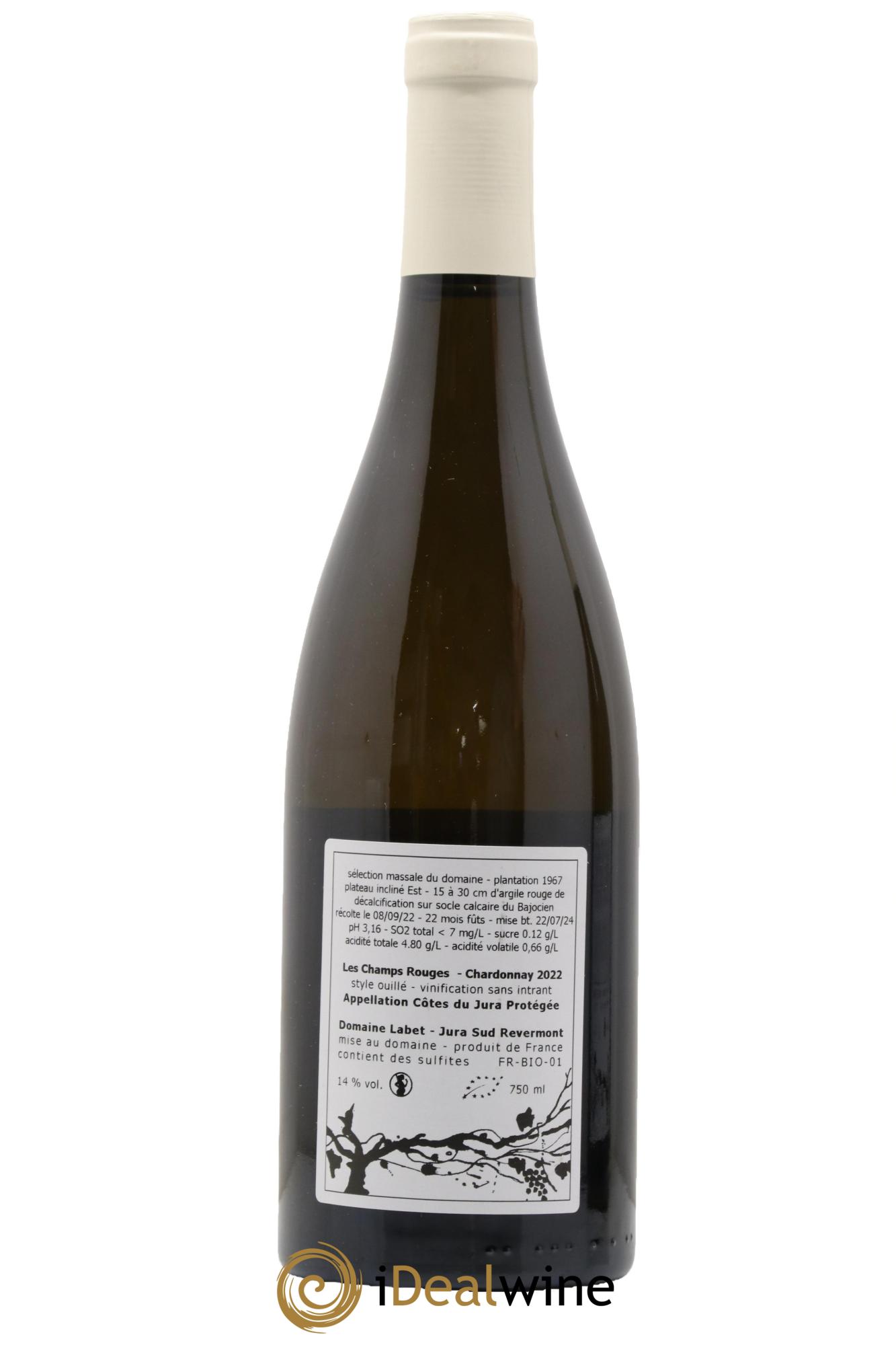 Côtes du Jura Chardonnay Les Champs Rouges Romain - Julien - Charline Labet 2022 - Posten von 1 Flasche - 1