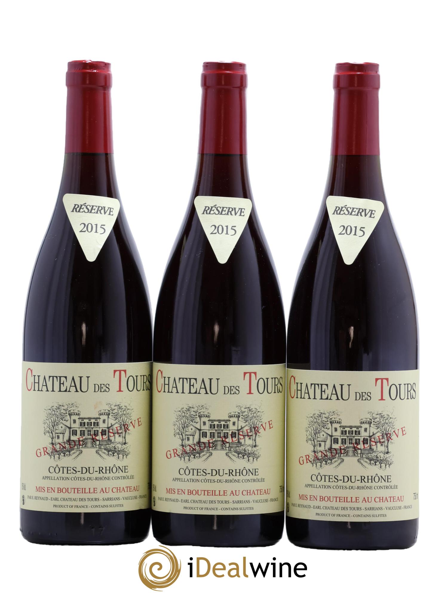 Côtes-du-Rhône Château des Tours Grande Réserve Emmanuel Reynaud 2015 - Lot de 3 bouteilles - 0