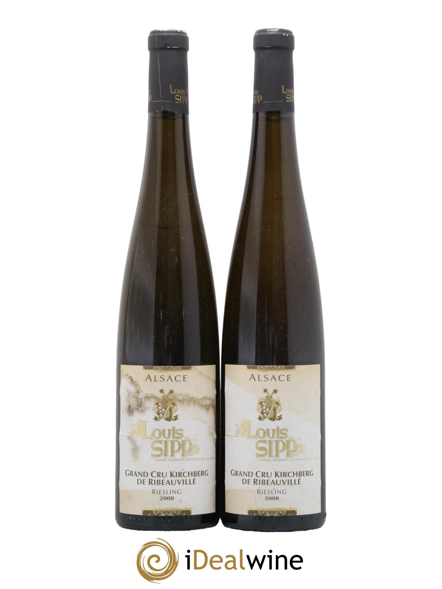 Alsace Riesling Grand Cru Kirchberg De Ribeauville Domaine Louis Sipp 2008 - Lot de 2 bouteilles - 0