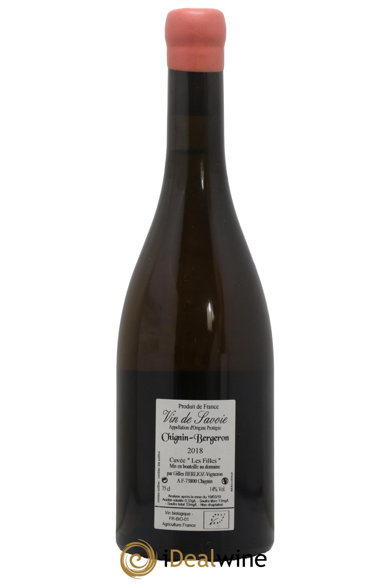 Vin de Savoie Chignin-Bergeron Les Filles Gilles Berlioz  2018 - Lot of 1 bottle - 1