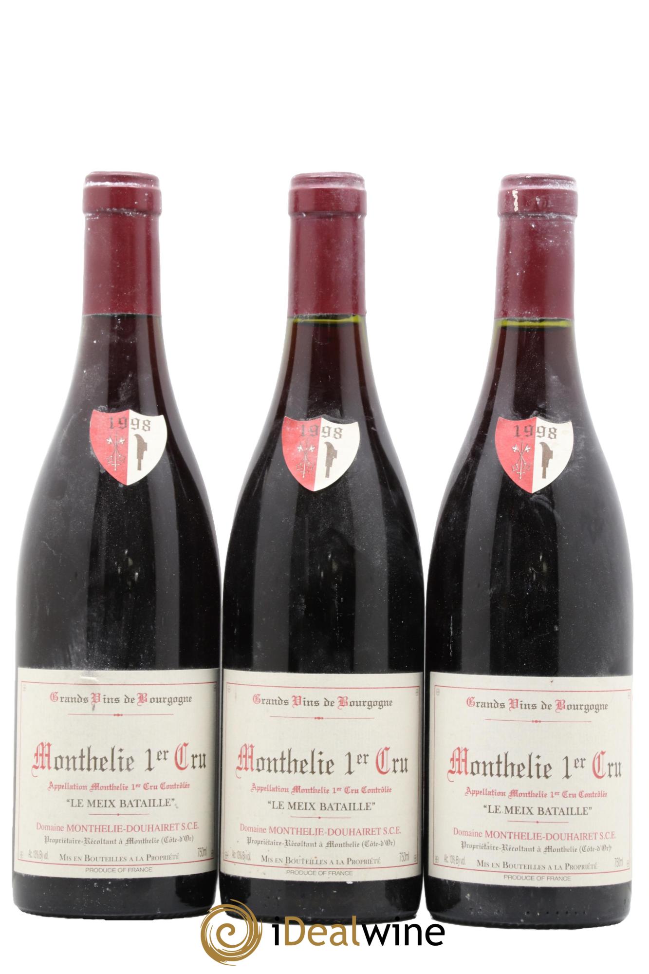 Monthélie 1er Cru Le Meix Bataille Domaine Monthélie Douhairet 1998 - Lot de 3 bouteilles - 0