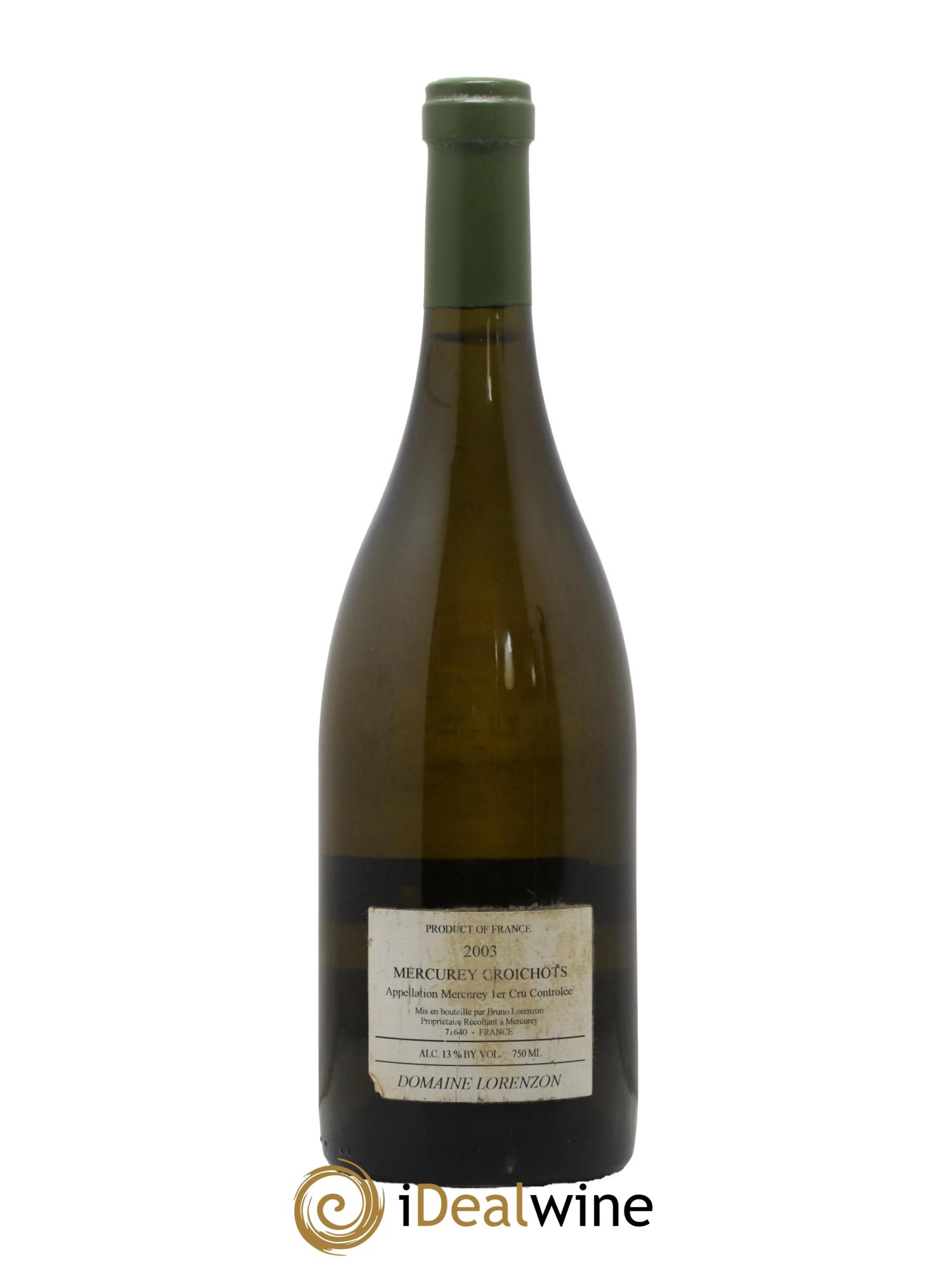 Mercurey 1er Cru Croichots Lorenzon 2003 - Lot de 1 bouteille - 1