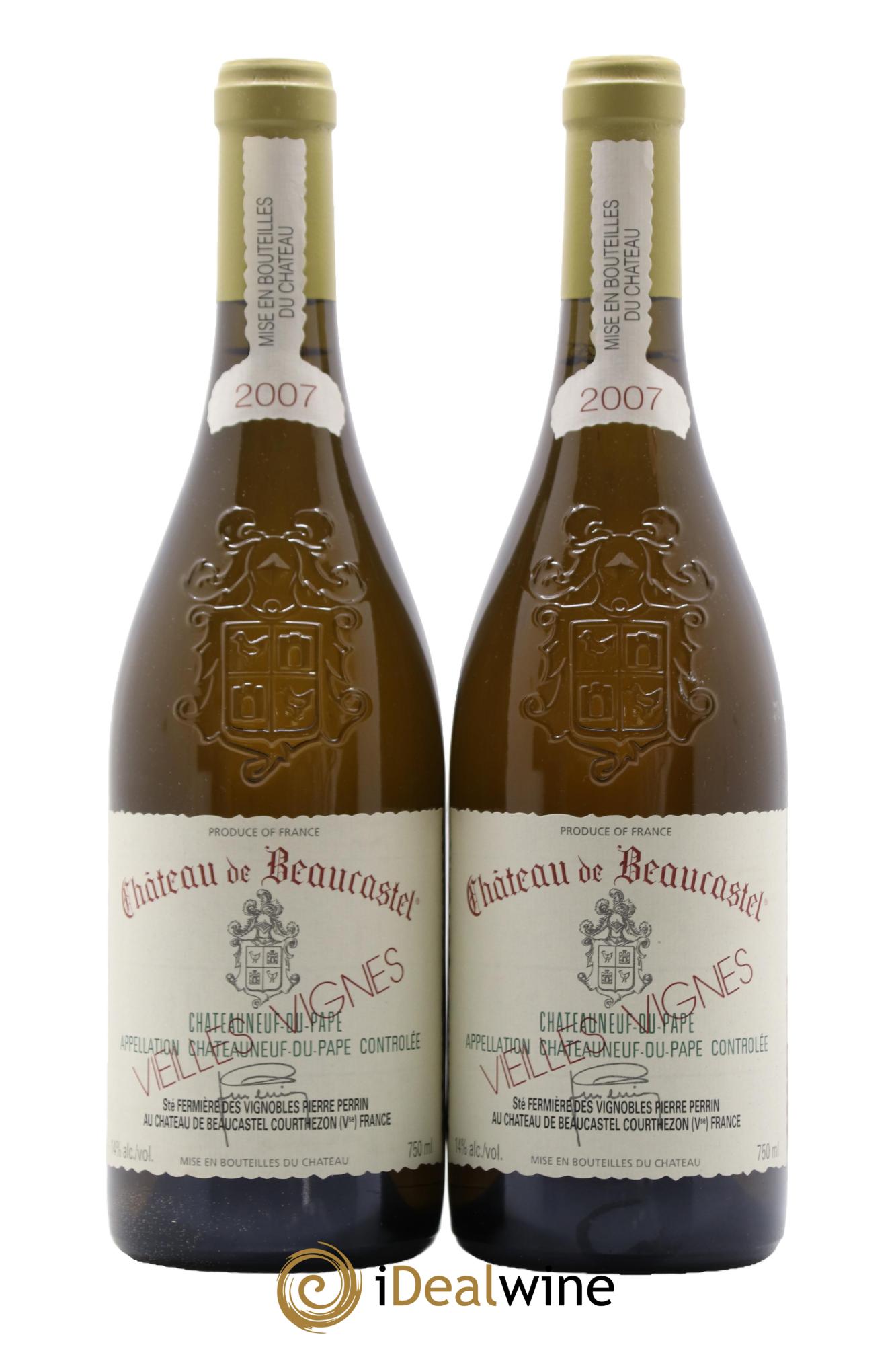 Châteauneuf-du-Pape Château de Beaucastel Vieilles vignes Roussanne Famille Perrin 2007 - Lot de 2 bouteilles - 0