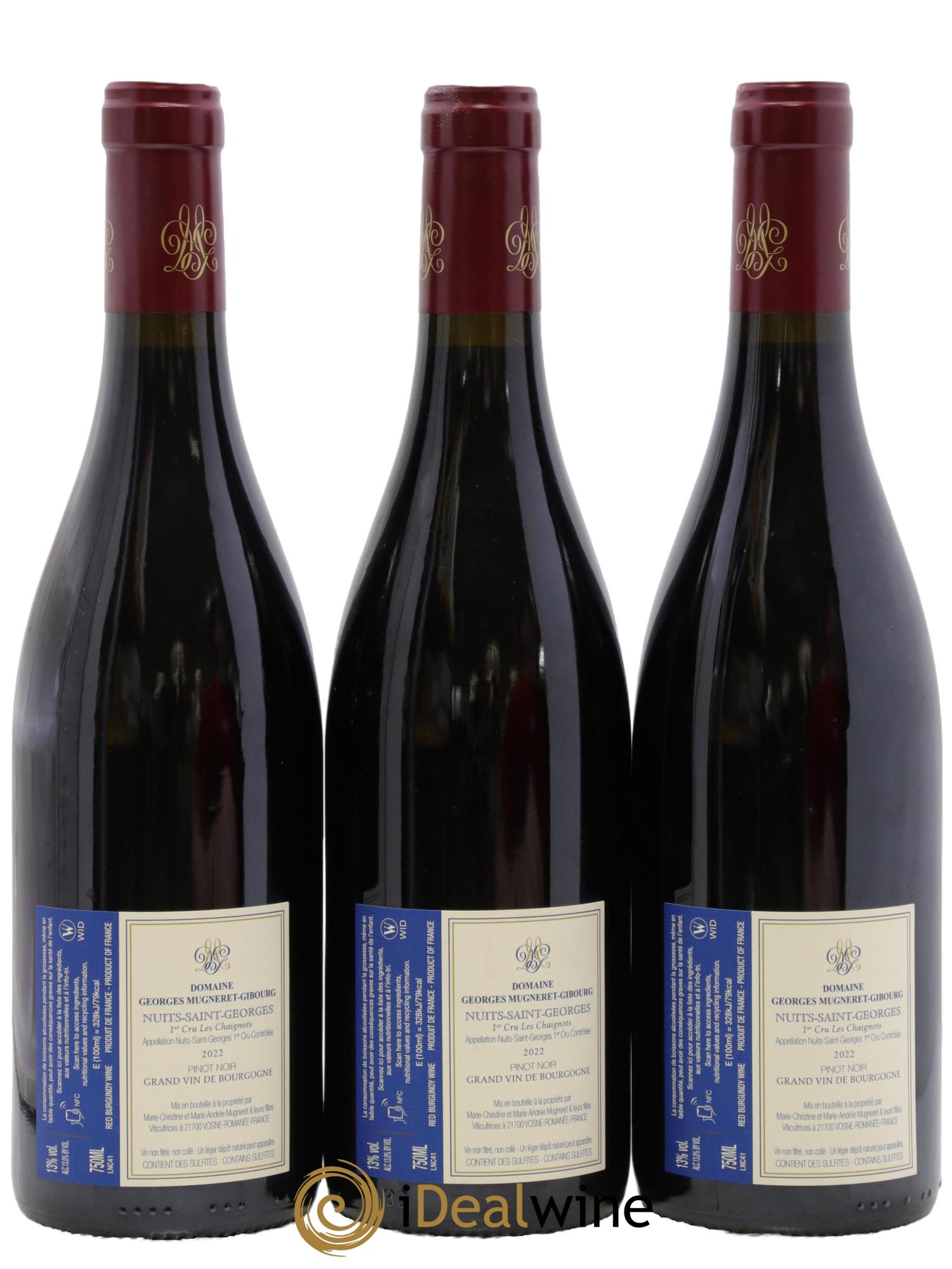 Nuits-Saint-Georges 1er Cru Les Chaignots Mugneret-Gibourg (Domaine) 2022 - Lotto di 3 bottiglie - 1