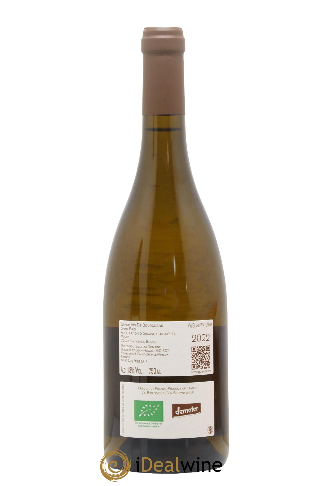 Bourgogne Saint-Bris Moury Goisot 2022 - Lot de 1 bouteille - 1