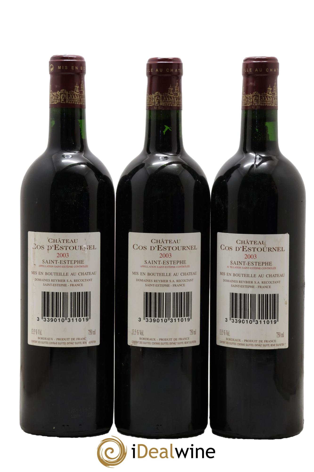 Cos d'Estournel 2ème Grand Cru Classé 2003 - Lot of 3 bottles - 1