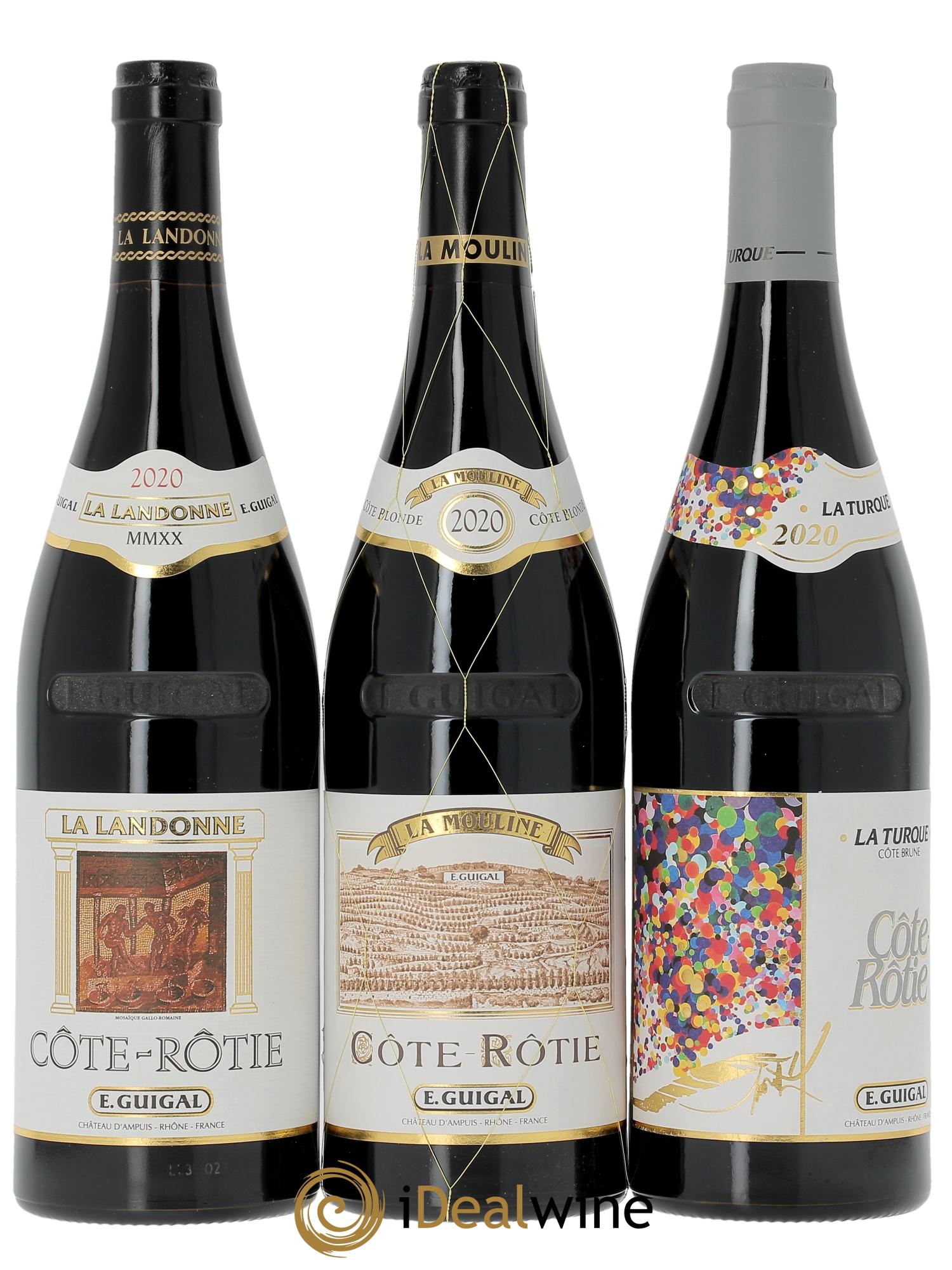 Côte-Rôtie Guigal Trilogie La Turque - La Landonne - La Mouline  2020 - Lot de 3 bouteilles - 1