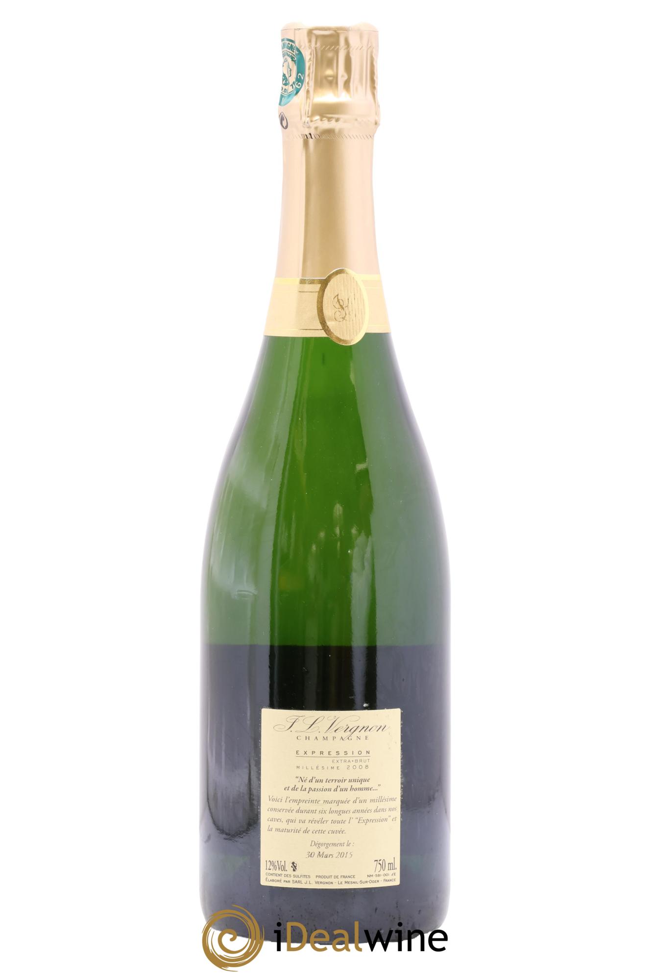 Champagne Extra-Brut Blanc De Blancs Grand Cru Expression Vergnon 2008 - Lot of 1 bottle - 1