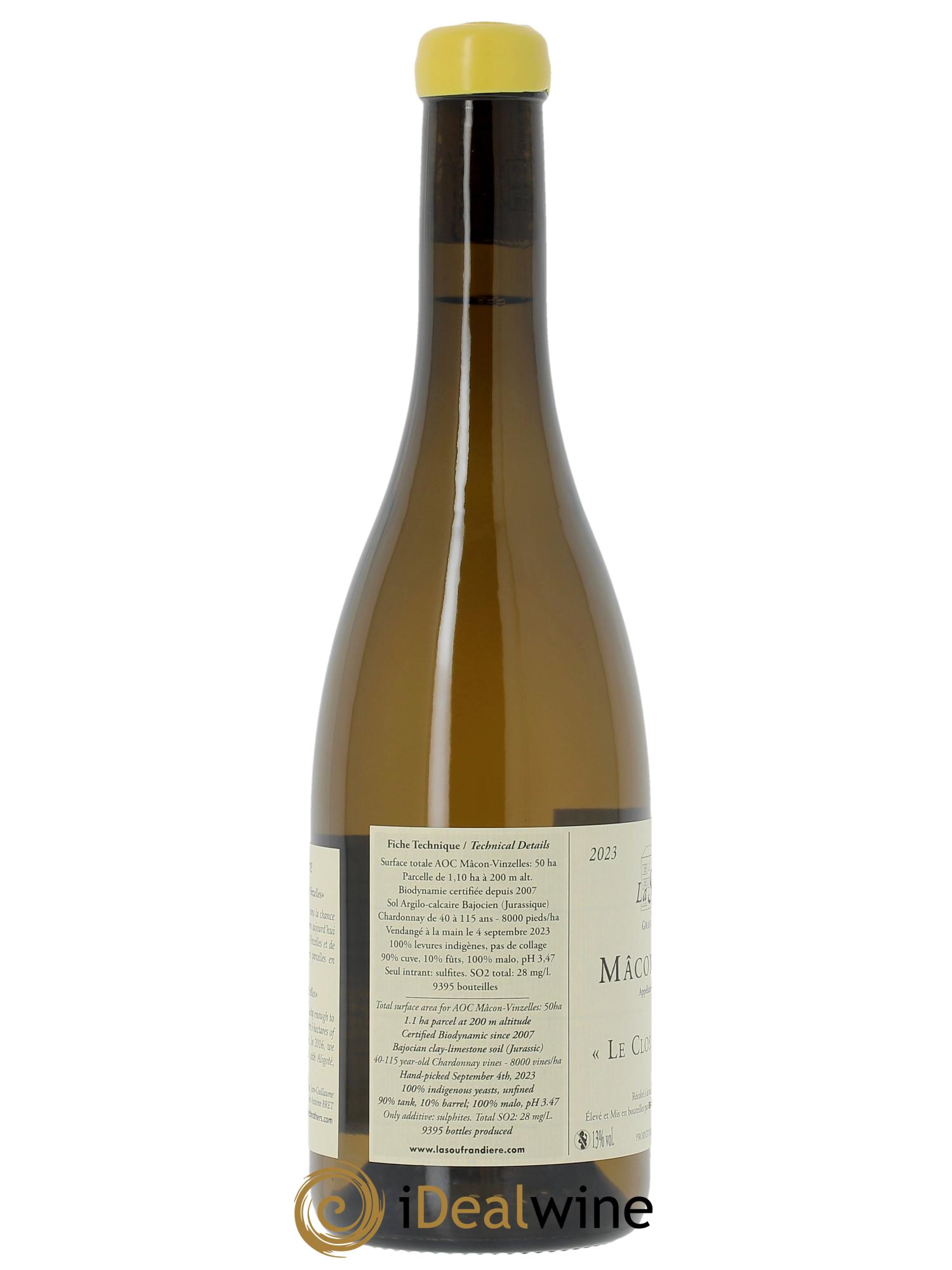 Mâcon-Vinzelles Le Clos de Grand-Père La Soufrandière - Bret Brothers  2023 - Lot de 1 bouteille - 1