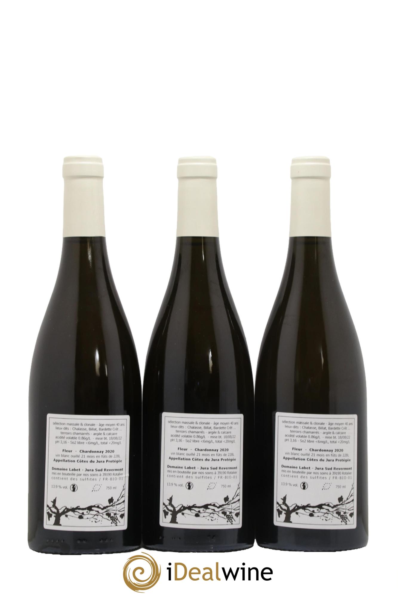 Côtes du Jura Chardonnay Fleur Romain - Julien - Charline Labet 2020 - Lot de 3 bouteilles - 1