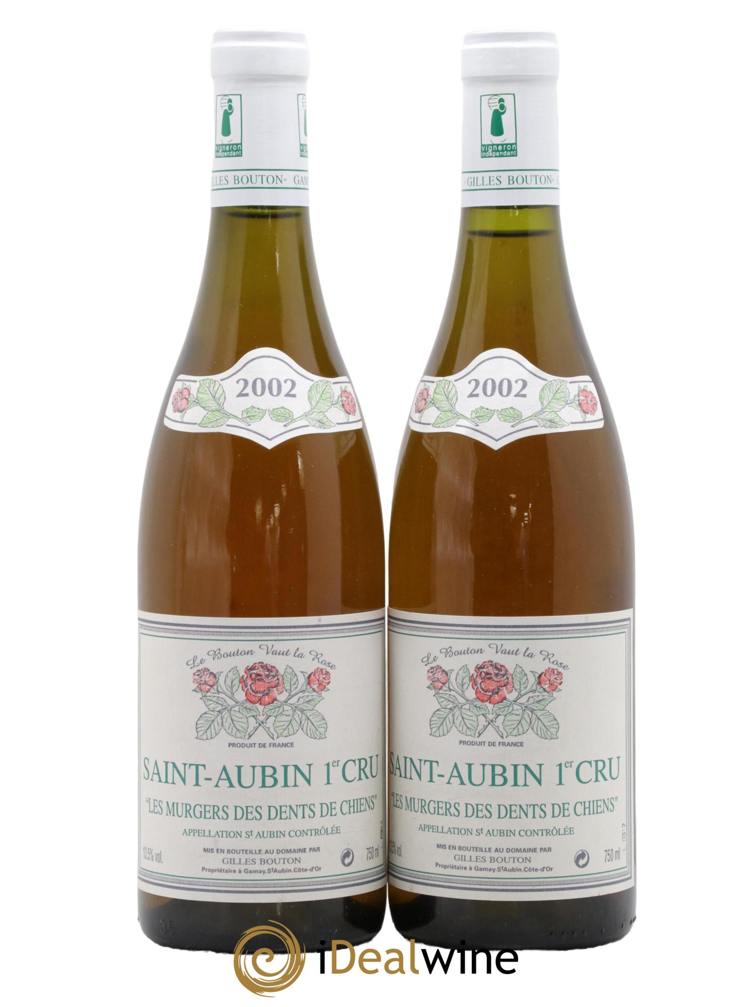 Saint-Aubin 1er Cru Les Murgers de Dents De Chiens Gilles Bouton 2002 - Lot de 2 bouteilles - 0
