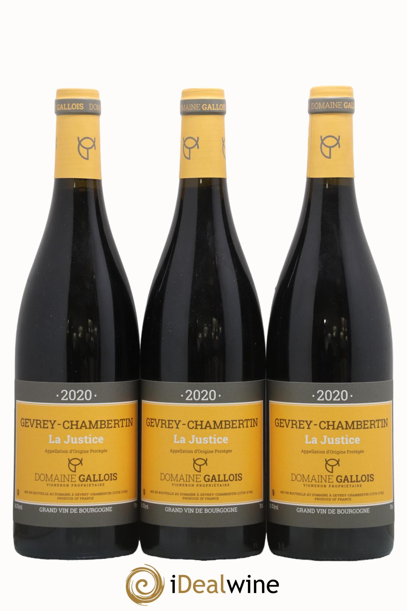 Gevrey-Chambertin La Justice Gallois 2020 - Lot de 3 bouteilles - 0