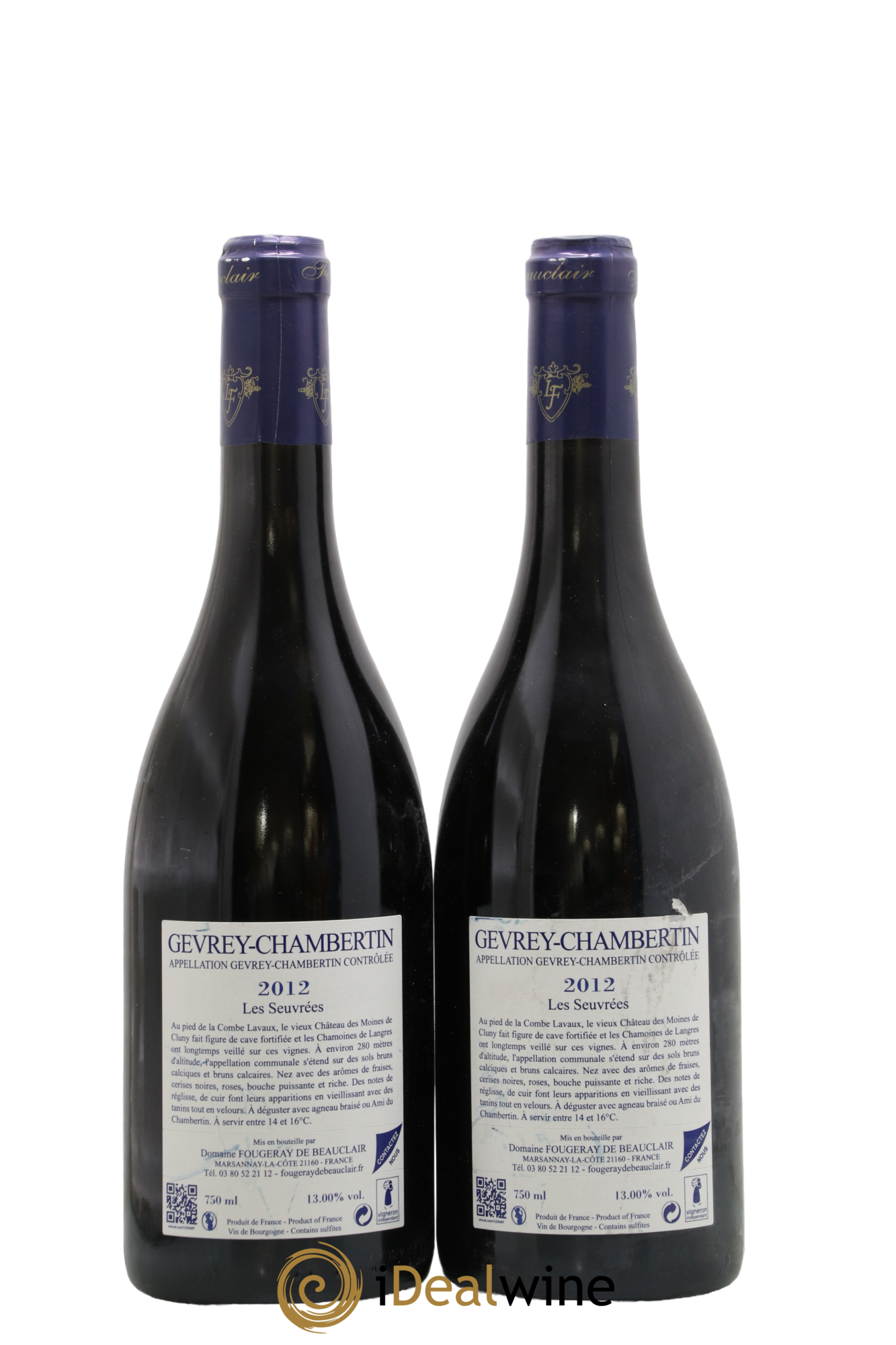Gevrey-Chambertin Les Seuvrées Fougeray de Beauclair 2012 - Lot de 2 bouteilles - 1