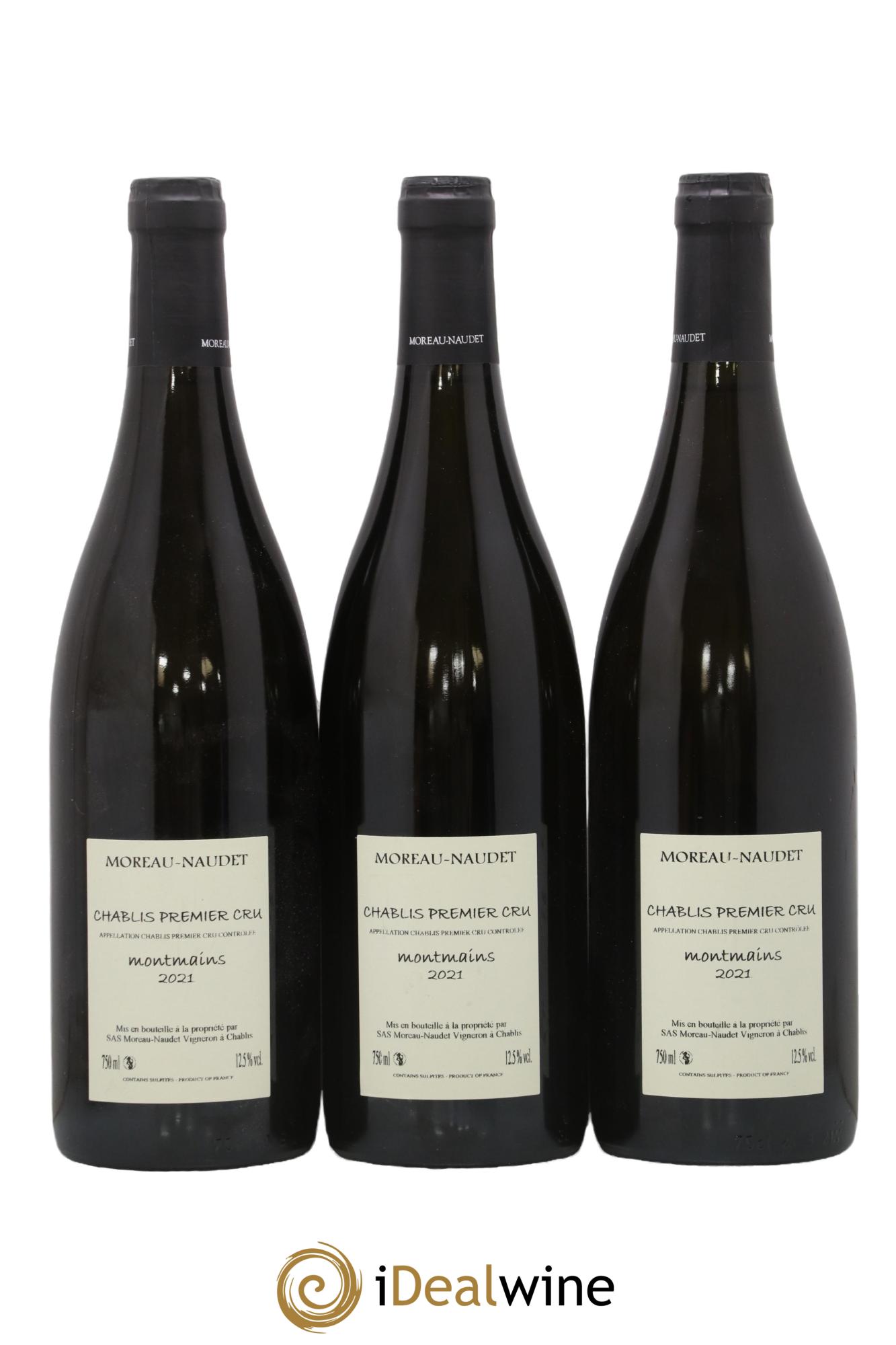 Chablis 1er Cru Montmains Moreau Naudet 2021 - Lotto di 3 bottiglie - 1