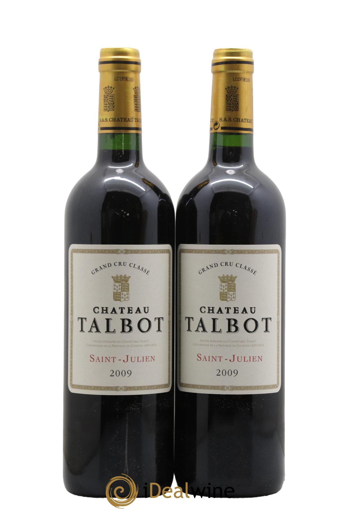 Château Talbot 4ème Grand Cru Classé 2009 - Lotto di 2 bottiglie - 0