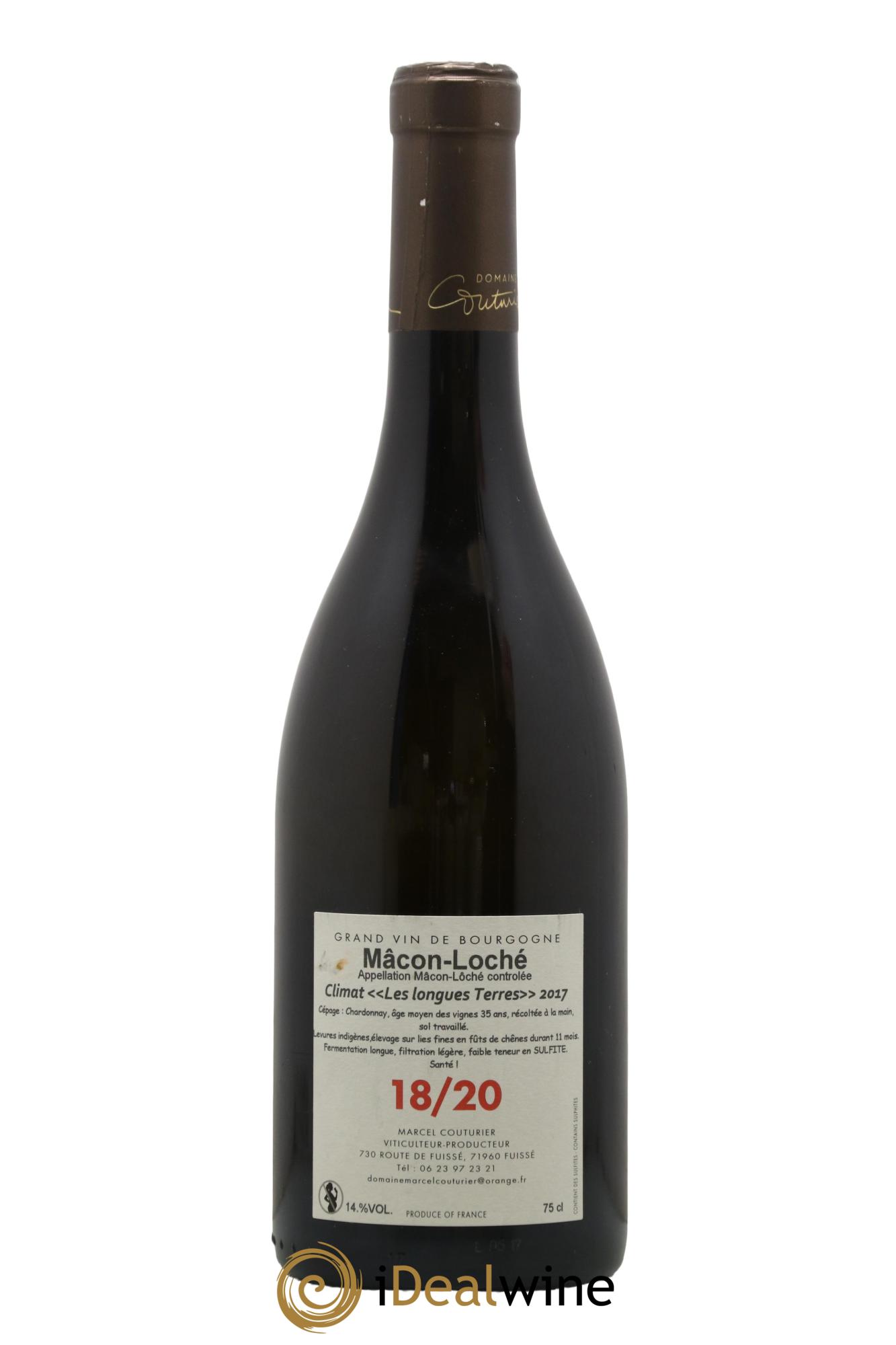 Mâcon Loché Les Longues Terres Marcel Couturier 2017 - Lot de 1 bouteille - 1