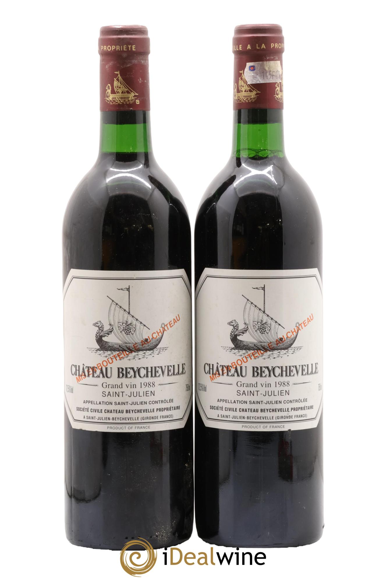 Château Beychevelle 4ème Grand Cru Classé 1988 - Lot de 2 bouteilles - 0