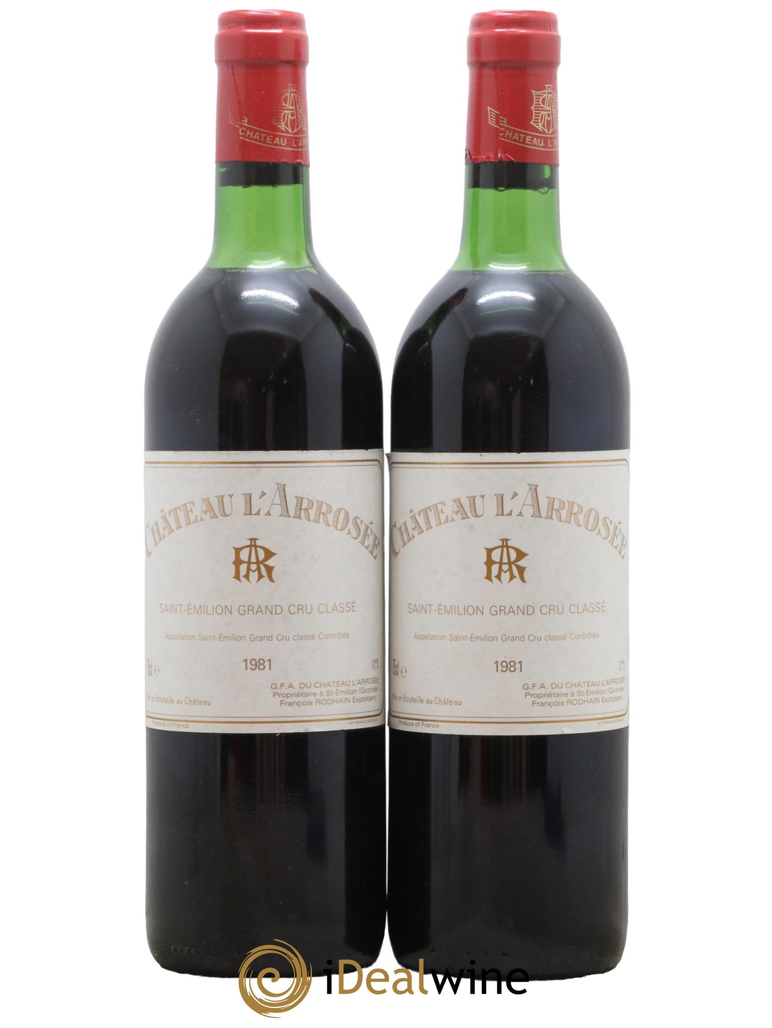 Château l' Arrosée Grand Cru Classé 1981 - Lot de 2 bouteilles - 0