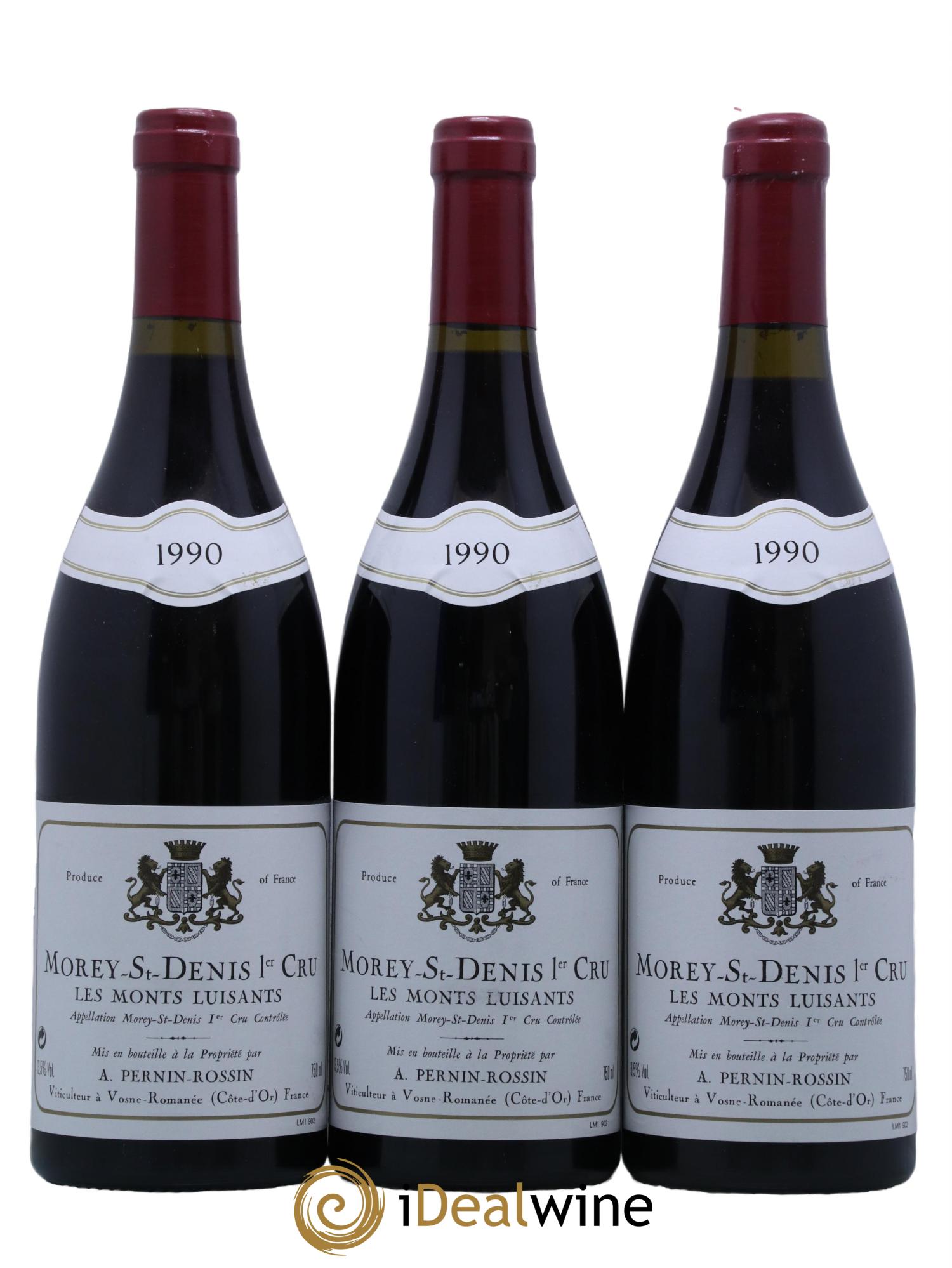Morey-Saint-Denis 1er Cru Les Monts Luisants Pernin Rossin 1990 - Lot de 3 bouteilles - 0
