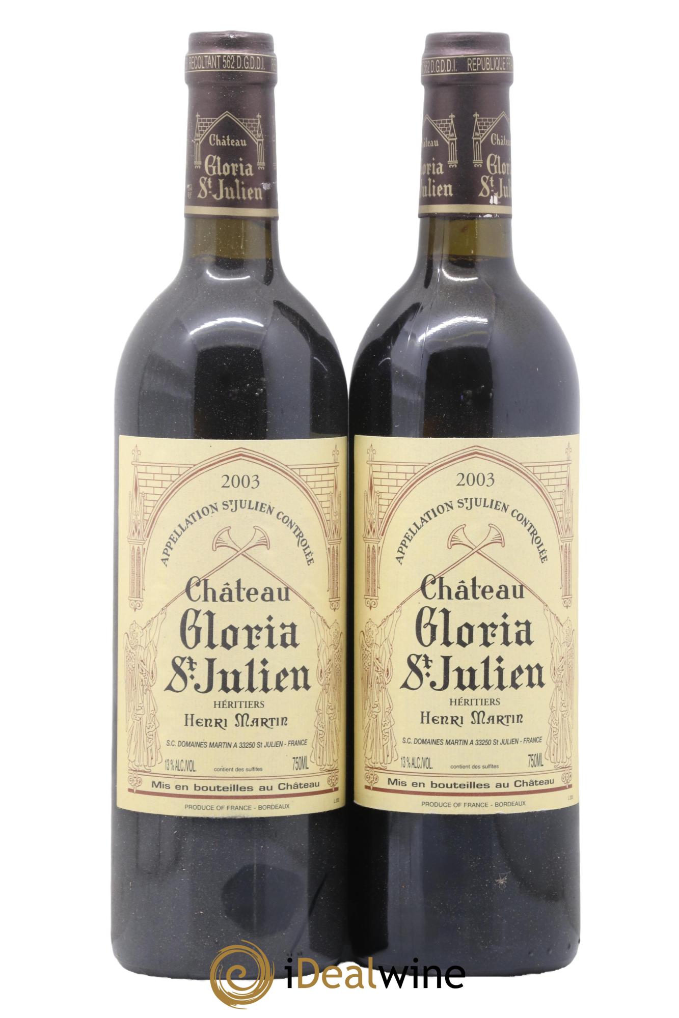 Château Gloria 2003 - Lot de 2 bouteilles - 0