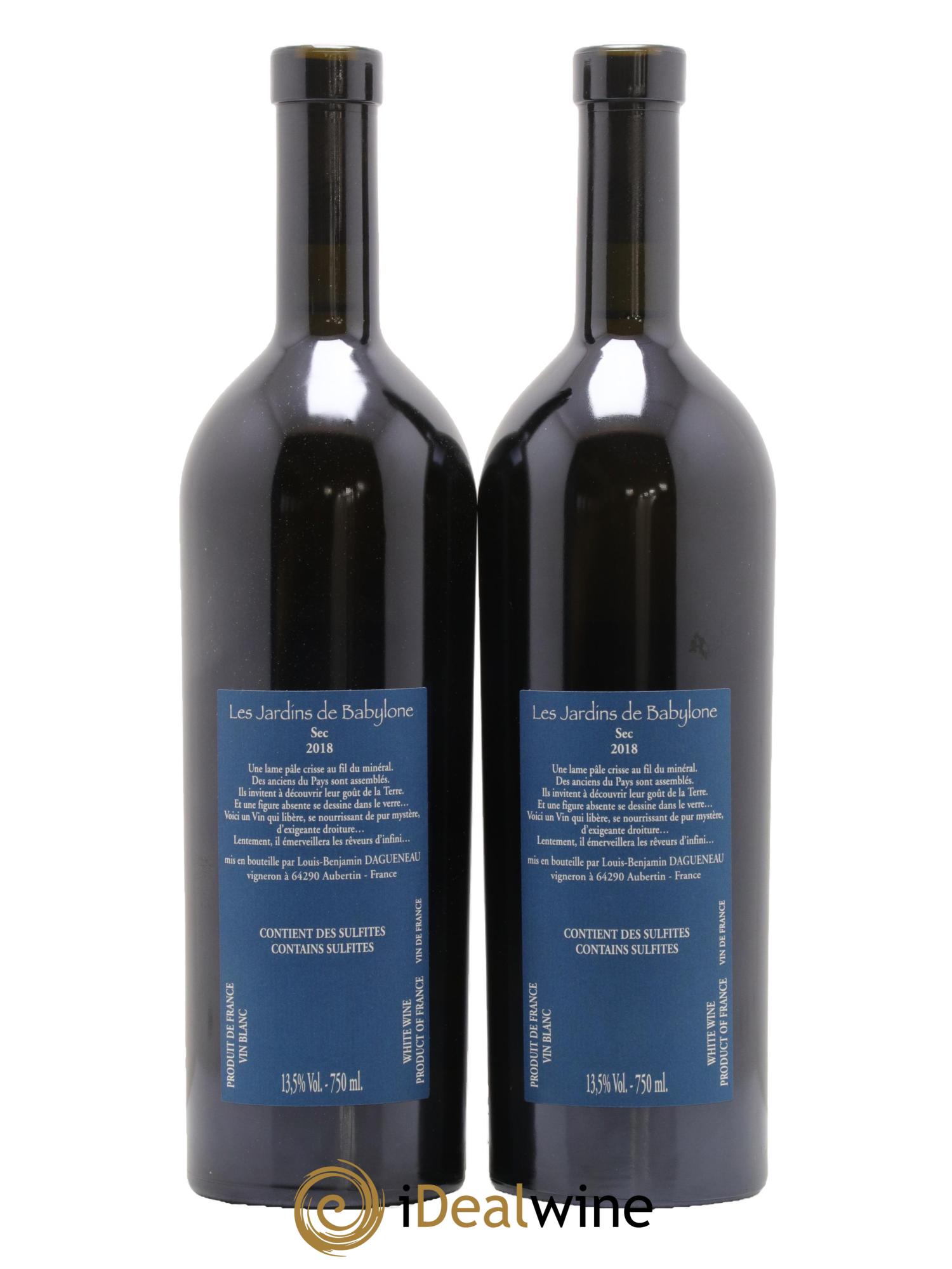 Vin de France(anciennement Jurançon) Les Jardins de Babylone Sec Didier Dagueneau  2018 - Lot de 2 bouteilles - 1