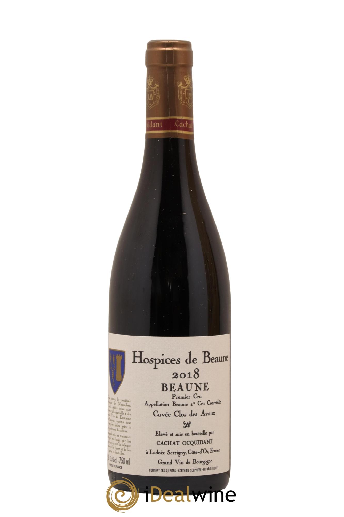 Beaune 1er Cru Hospice de Beaune Cuvee Clos Des Avaux Cachat Ocquidant 2018 - Lot de 1 bouteille - 1