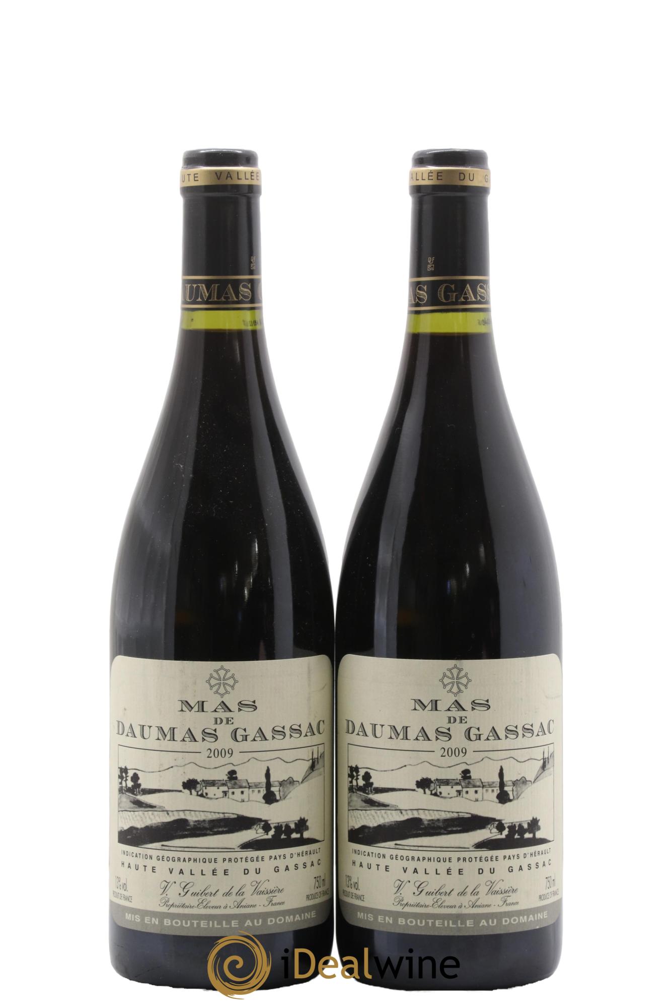 IGP St Guilhem-le-Désert - Cité d'Aniane Mas Daumas Gassac Famille Guibert de La Vaissière 2009 - Lot de 2 bouteilles - 0