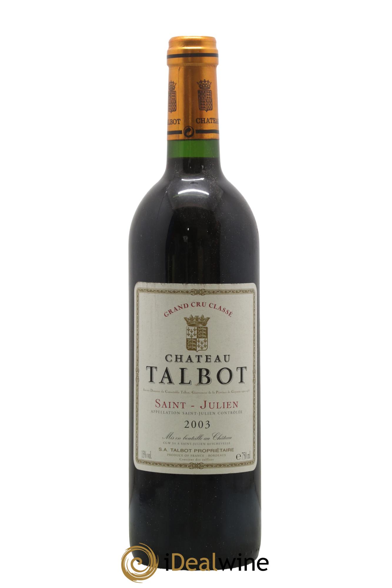 Château Talbot 4ème Grand Cru Classé 2003 - Lotto di 1 bottiglia - 0