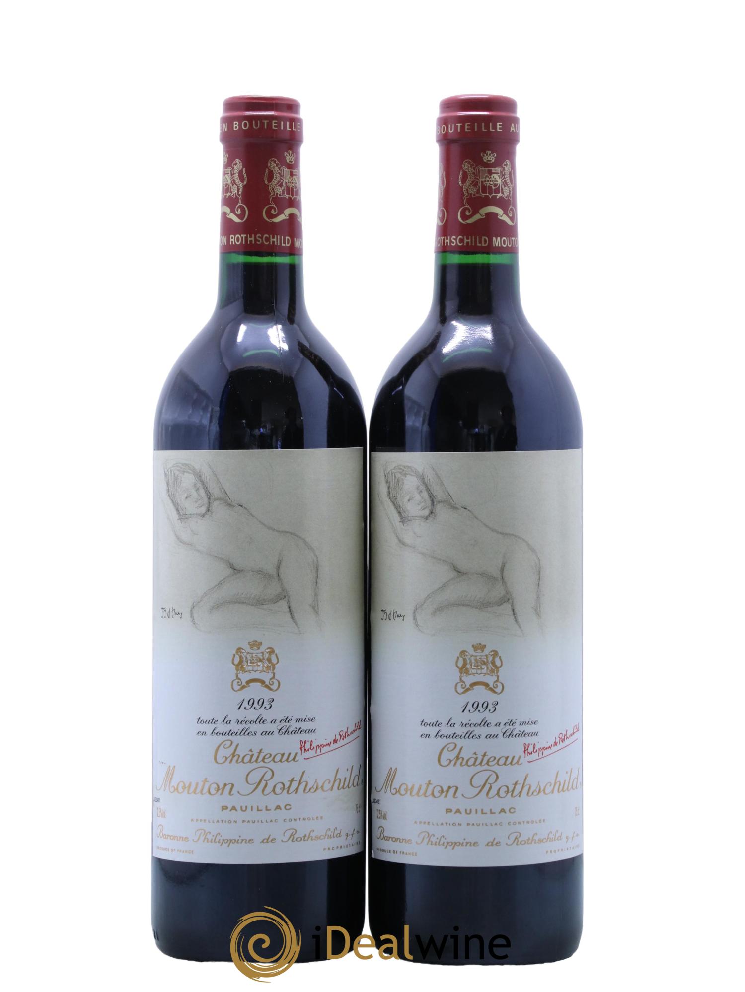 Château Mouton Rothschild 1er Grand Cru Classé 1993 - Lot de 2 bouteilles - 0