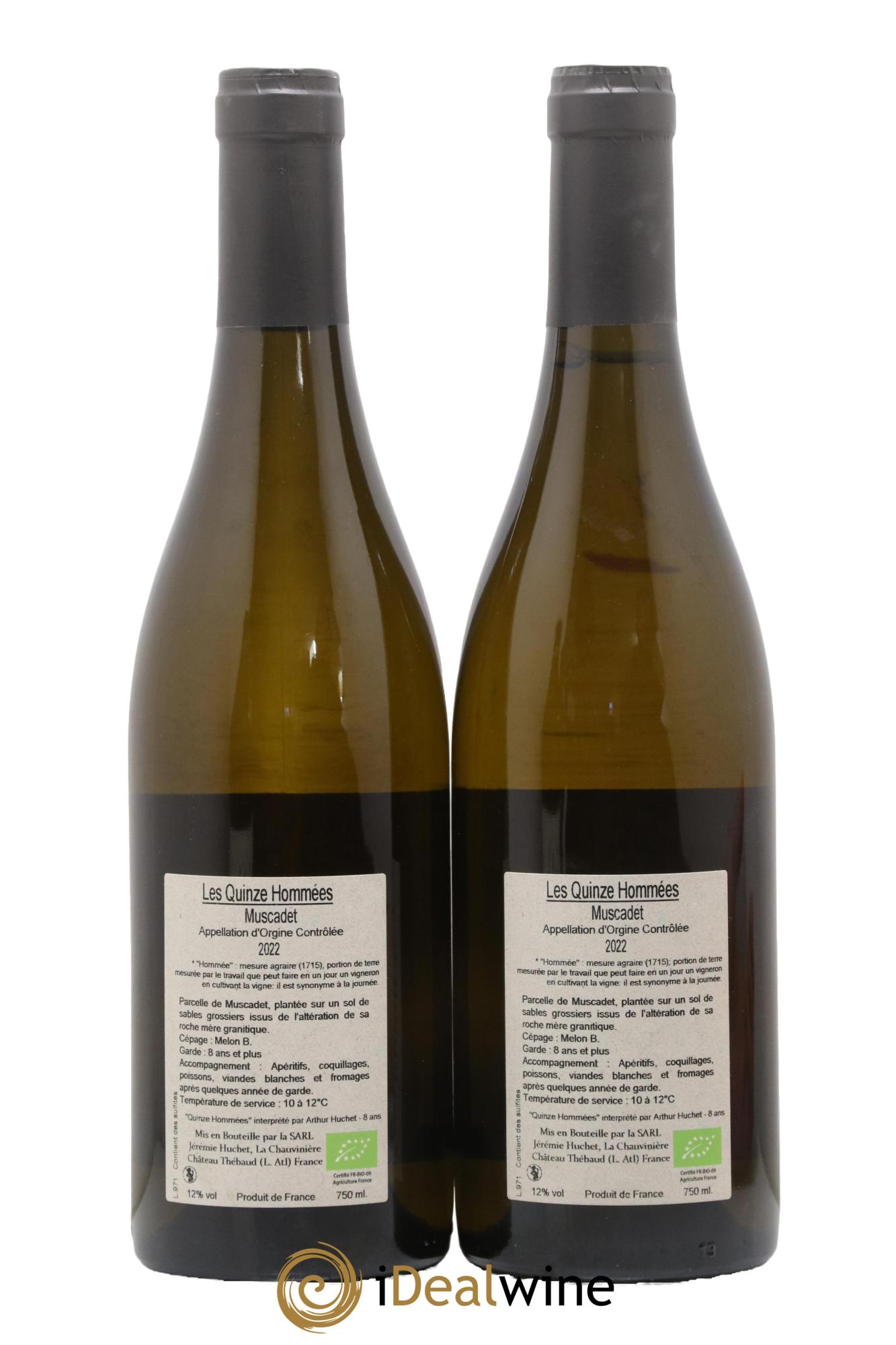Muscadet Les Quinze Hommées Domaine de la Chauvinière Jérémie Huchet 2022 - Lot de 2 bouteilles - 1