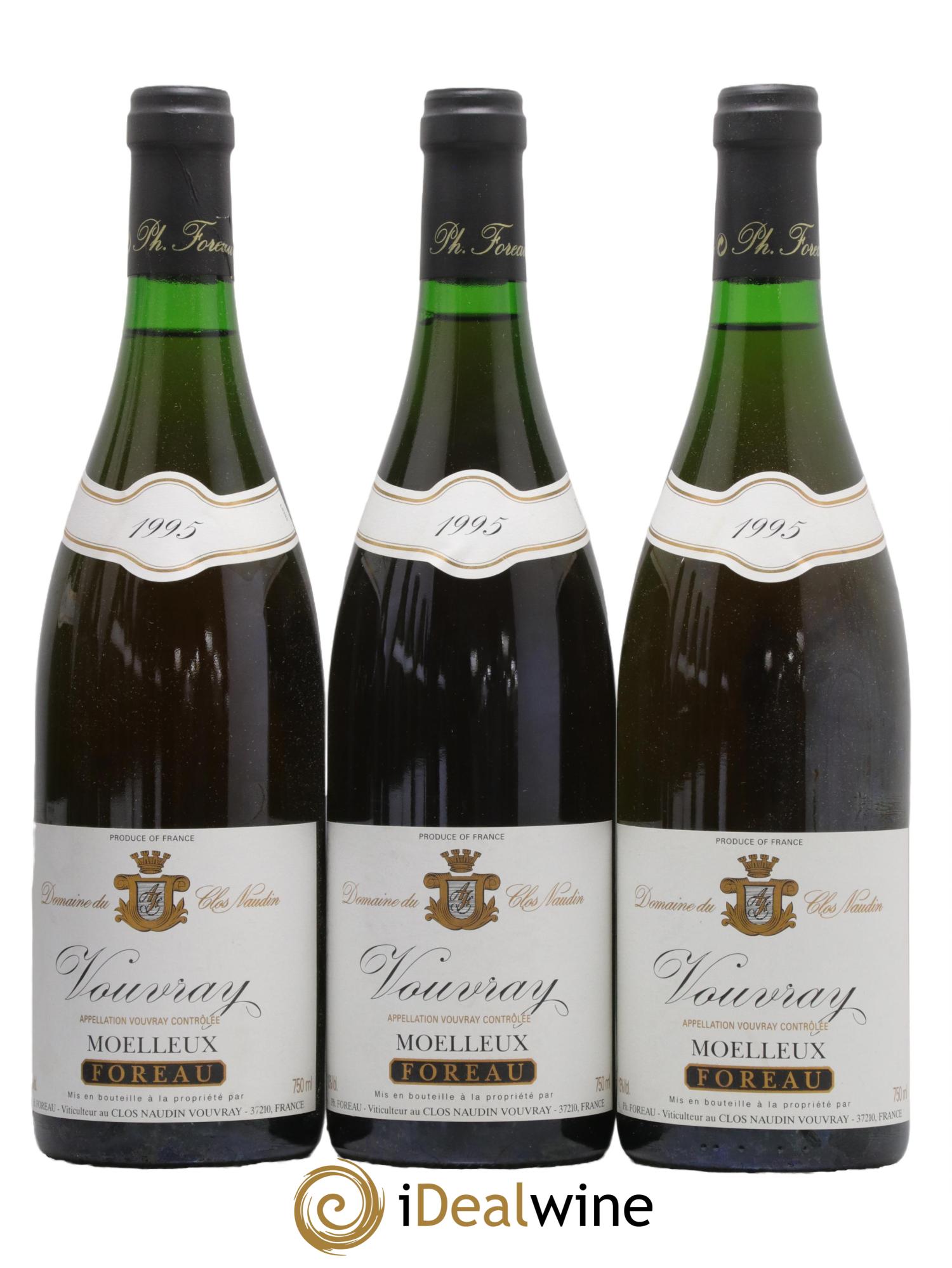 Vouvray Moelleux Clos Naudin - Philippe Foreau 1995 - Posten von 3 Flaschen - 0