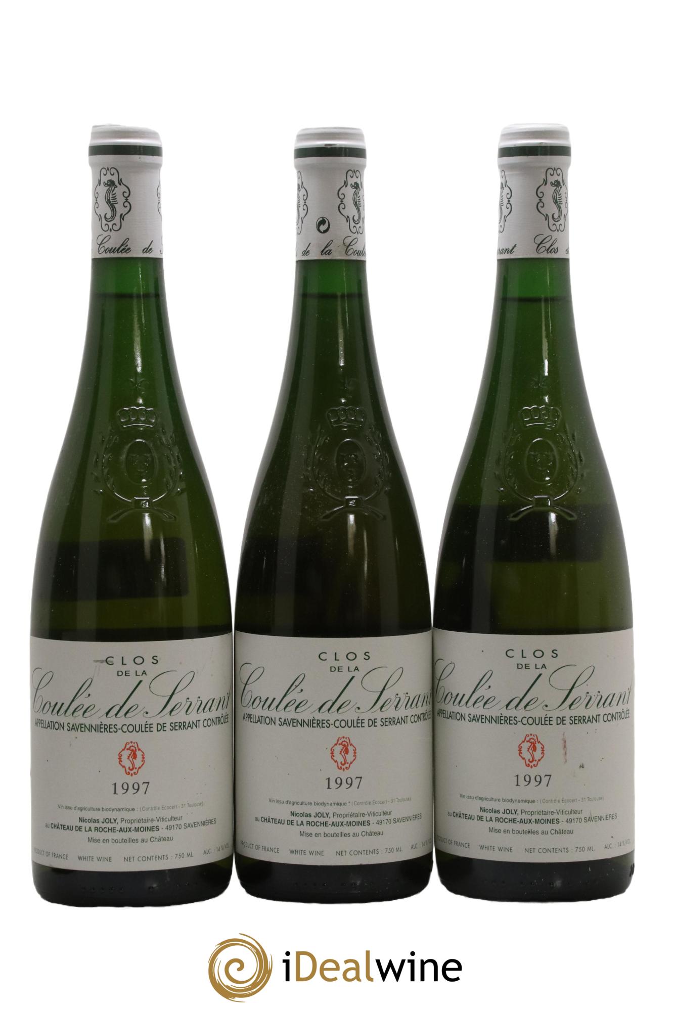 Savennières Clos de la Coulée de Serrant Vignobles de la Coulée de Serrant - Nicolas Joly 1997 - Lot de 3 bouteilles - 0
