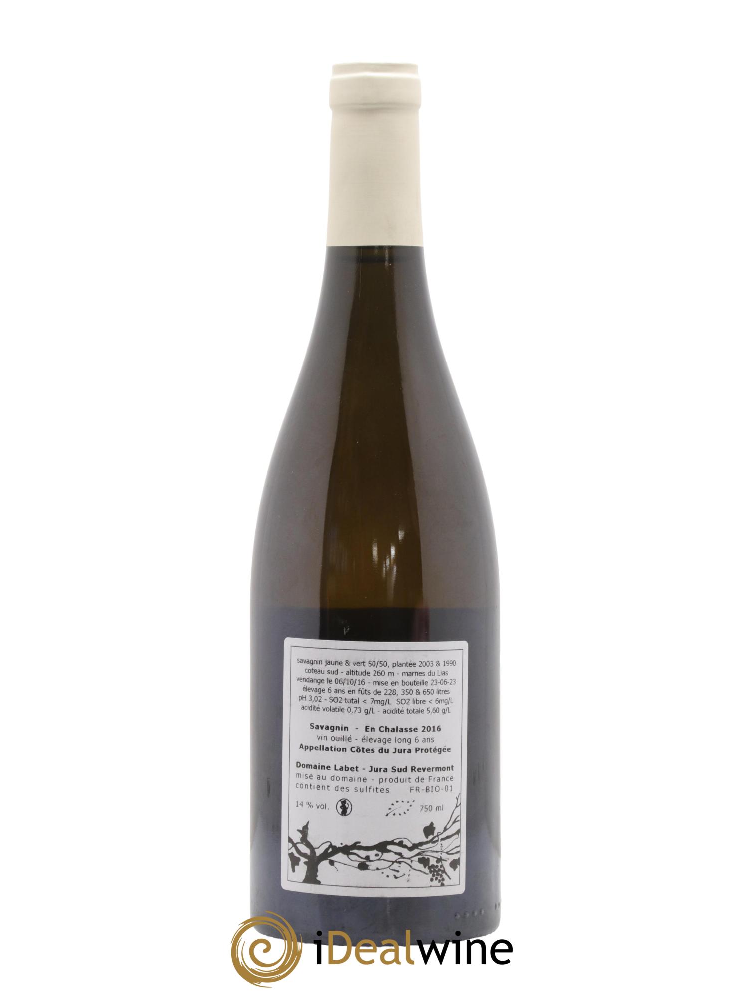 Côtes du Jura Savagnin En Chalasse Elevage Long Domaine Labet 2016 - Lot of 1 bottle - 1