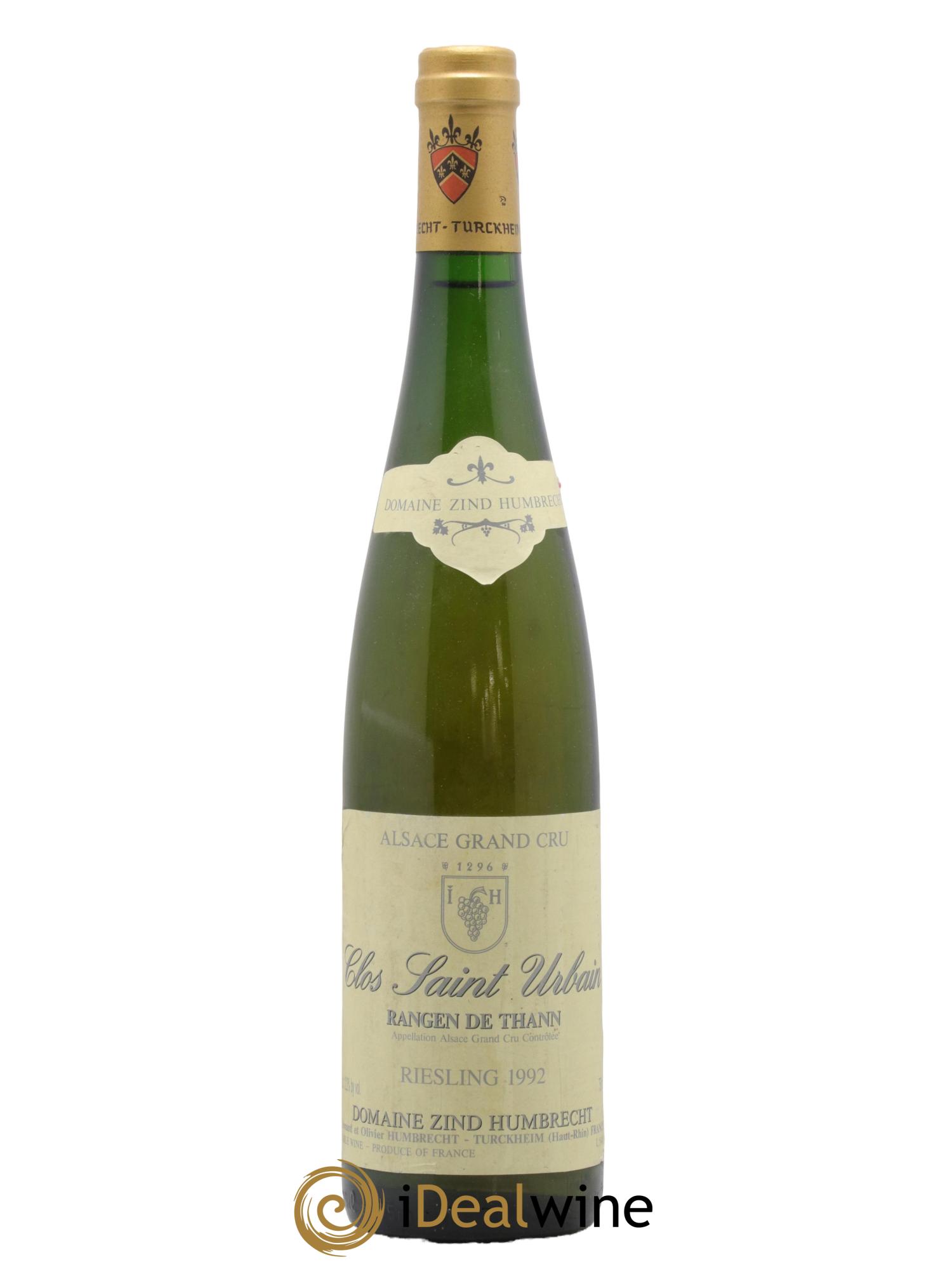 Alsace Riesling Grand Cru Rangen de Thann Clos Saint Urbain Zind-Humbrecht (Domaine) 1992 - Lot of 1 bottle - 0