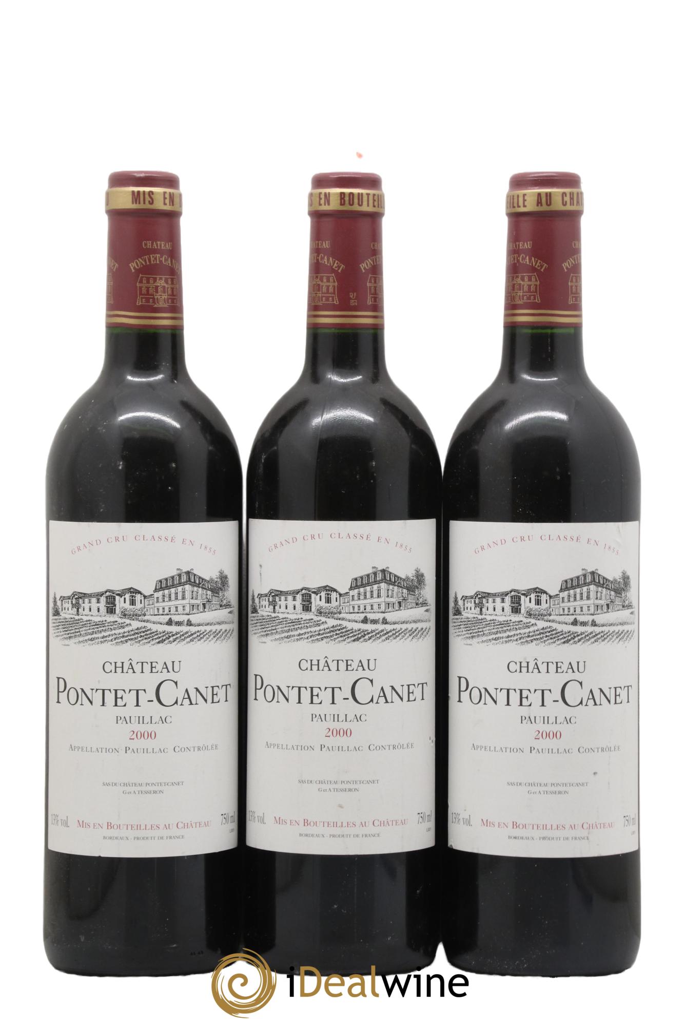 Château Pontet Canet 5ème Grand Cru Classé 2000 - Posten von 3 Flaschen - 0