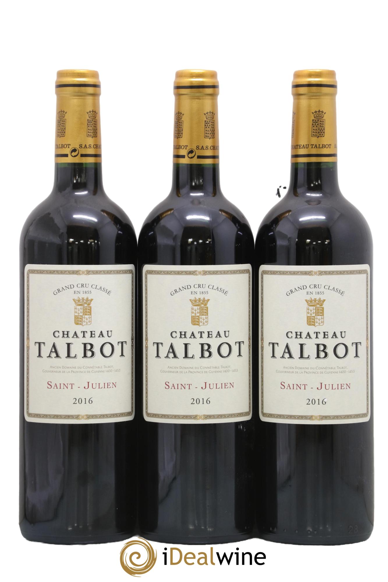Château Talbot 4ème Grand Cru Classé  2016 - Lot de 3 bouteilles - 0