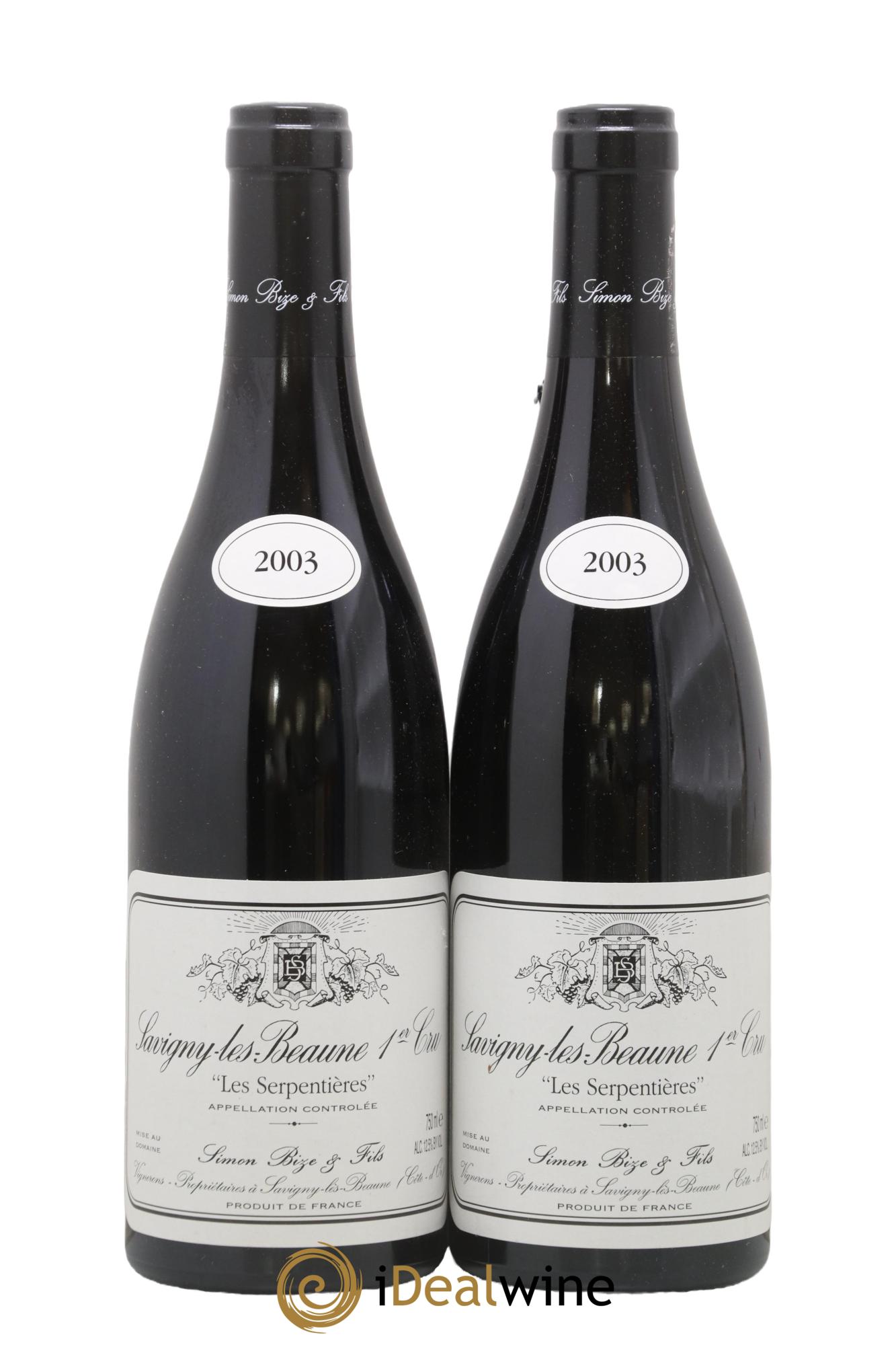 Savigny-lès-Beaune 1er Cru Les Serpentières Simon Bize & Fils 2003 - Lot de 2 bouteilles - 0